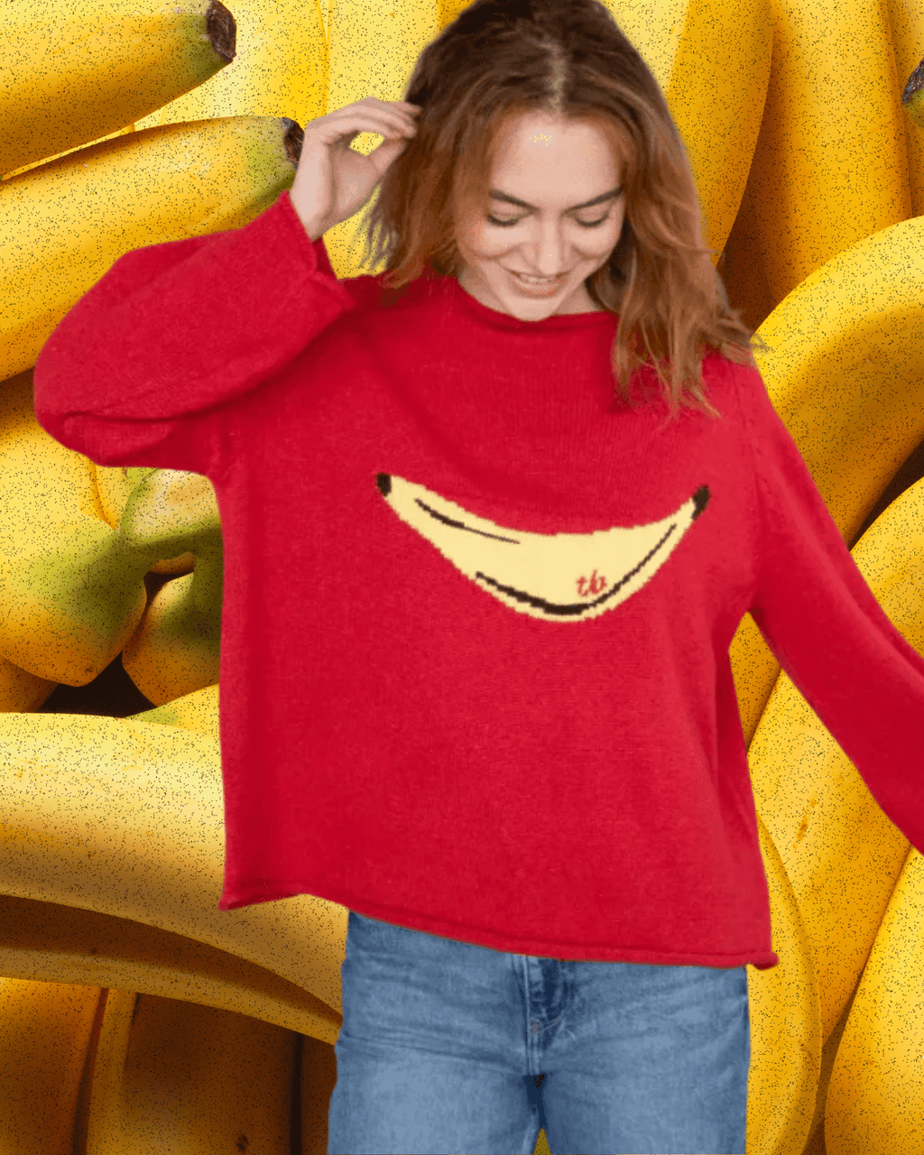 Banana Red Knit Sweater - Intrigue Ink Visit Bozeman, Unique Shopping Boutique in Montana, Work from Home Clothes for Women