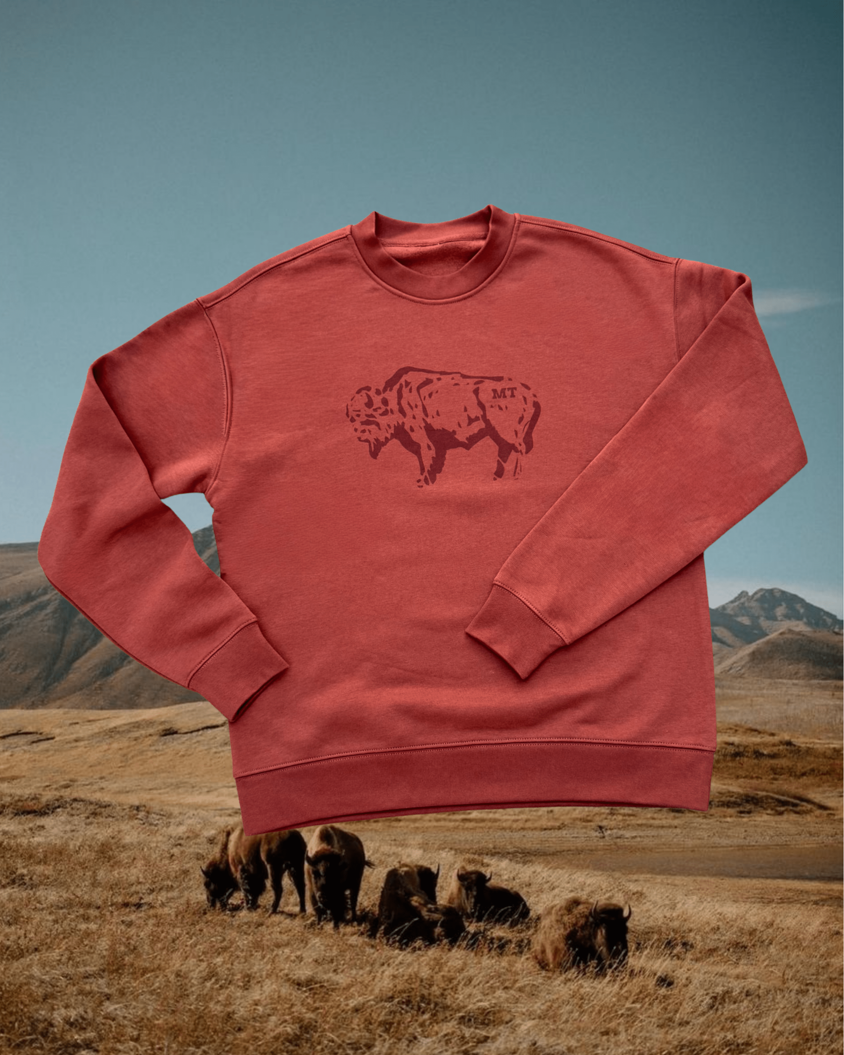 "Bison Sketch" Pullover - Intrigue Ink Visit Bozeman, Unique Shopping Boutique in Montana, Work from Home Clothes for Women