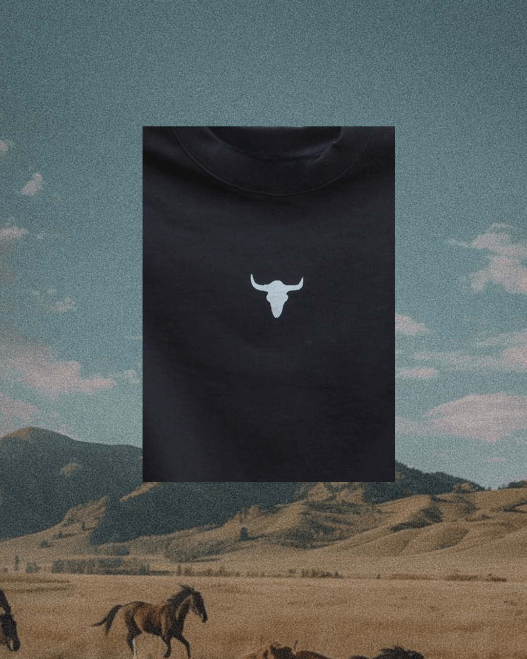 "Bison Skull" Crop Pullover - Intrigue Ink Visit Bozeman, Unique Shopping Boutique in Montana, Work from Home Clothes for Women