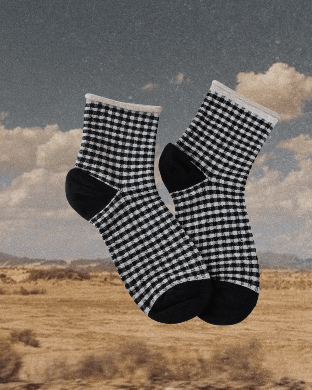 Black Check Picnic Mid Crew Socks - Intrigue Ink Visit Bozeman, Unique Shopping Boutique in Montana, Work from Home Clothes for Women