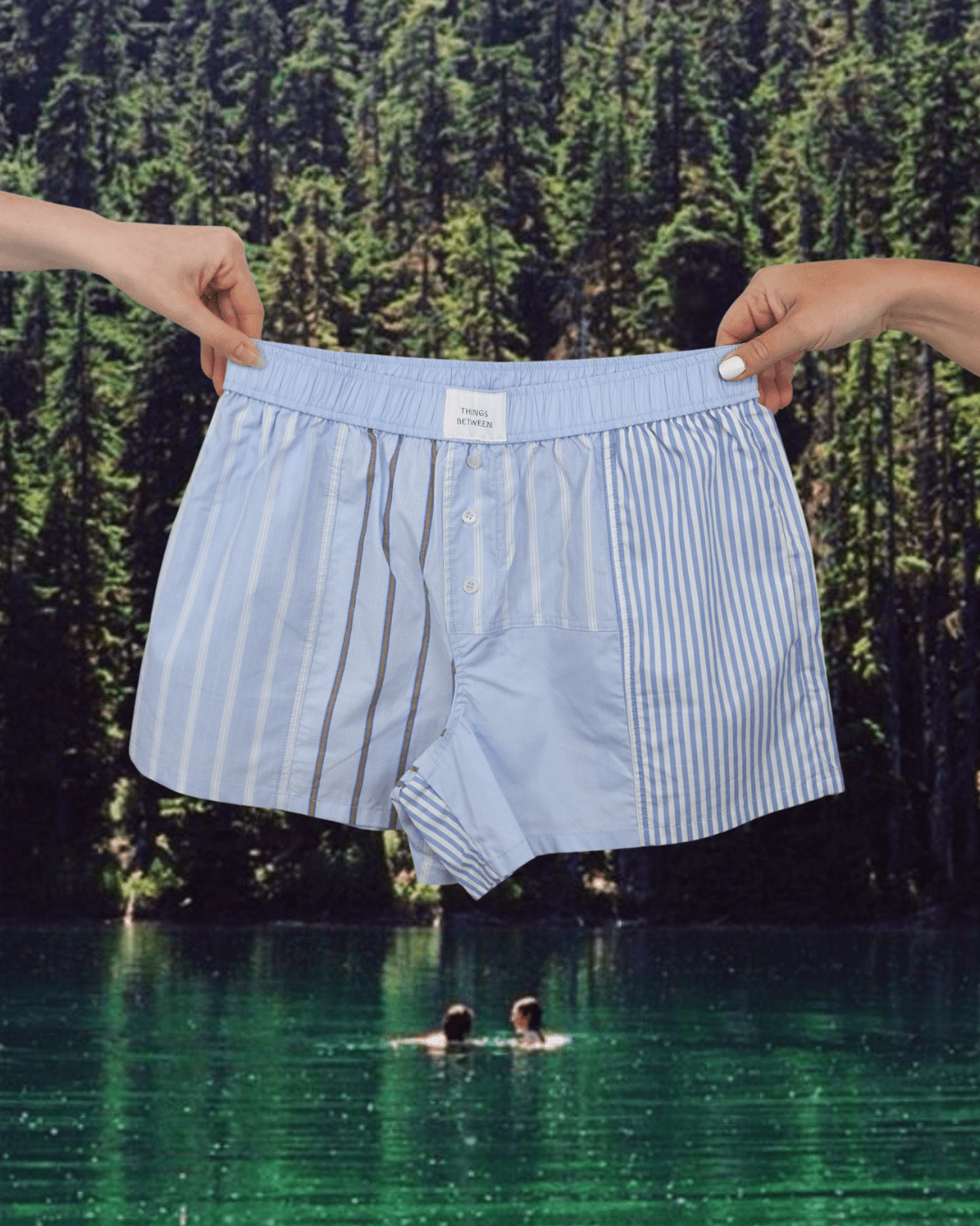 Striped Patchwork Shorts - Blue - Intrigue Ink Visit Bozeman, Unique Shopping Boutique in Montana, Work from Home Clothes for Women