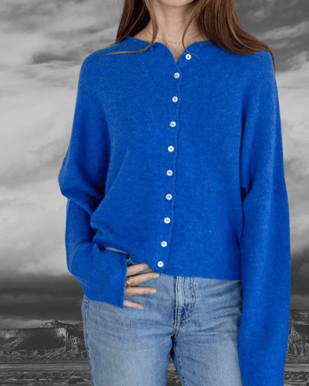 Button Up Cardigan - Blue - Intrigue Ink Visit Bozeman, Unique Shopping Boutique in Montana, Work from Home Clothes for Women