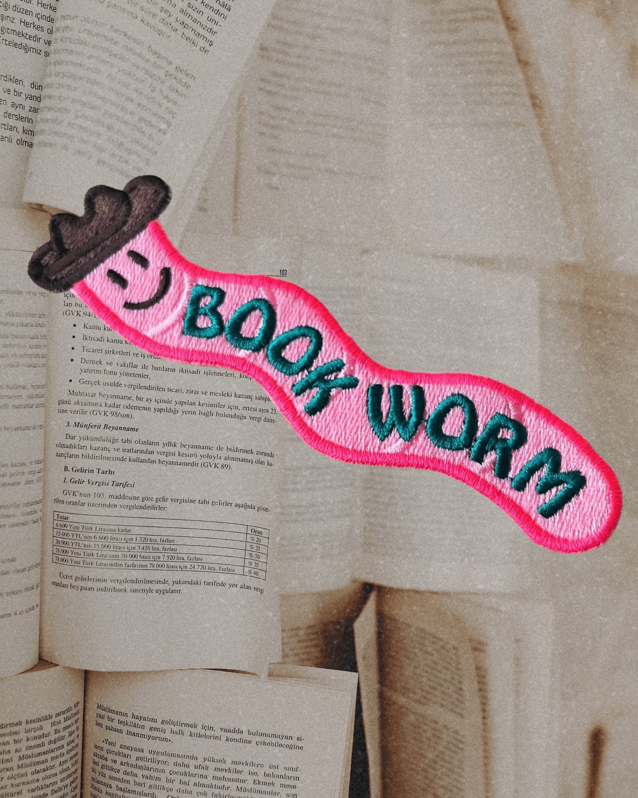 Book Worm Cowboy Embroidered Bookmark - Intrigue Ink Visit Bozeman, Unique Shopping Boutique in Montana, Work from Home Clothes for Women