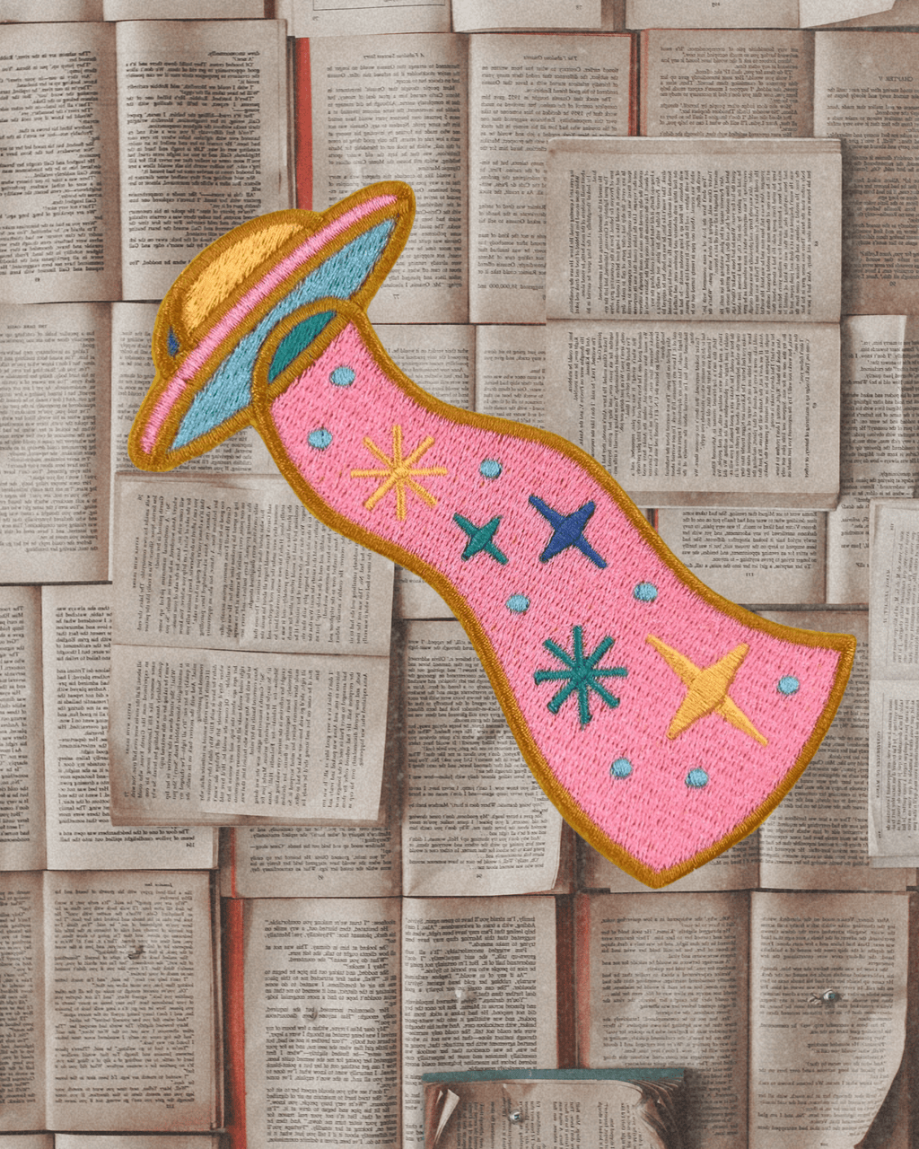 Ufo Embroidered Bookmark - Pink - Intrigue Ink Visit Bozeman, Unique Shopping Boutique in Montana, Work from Home Clothes for Women