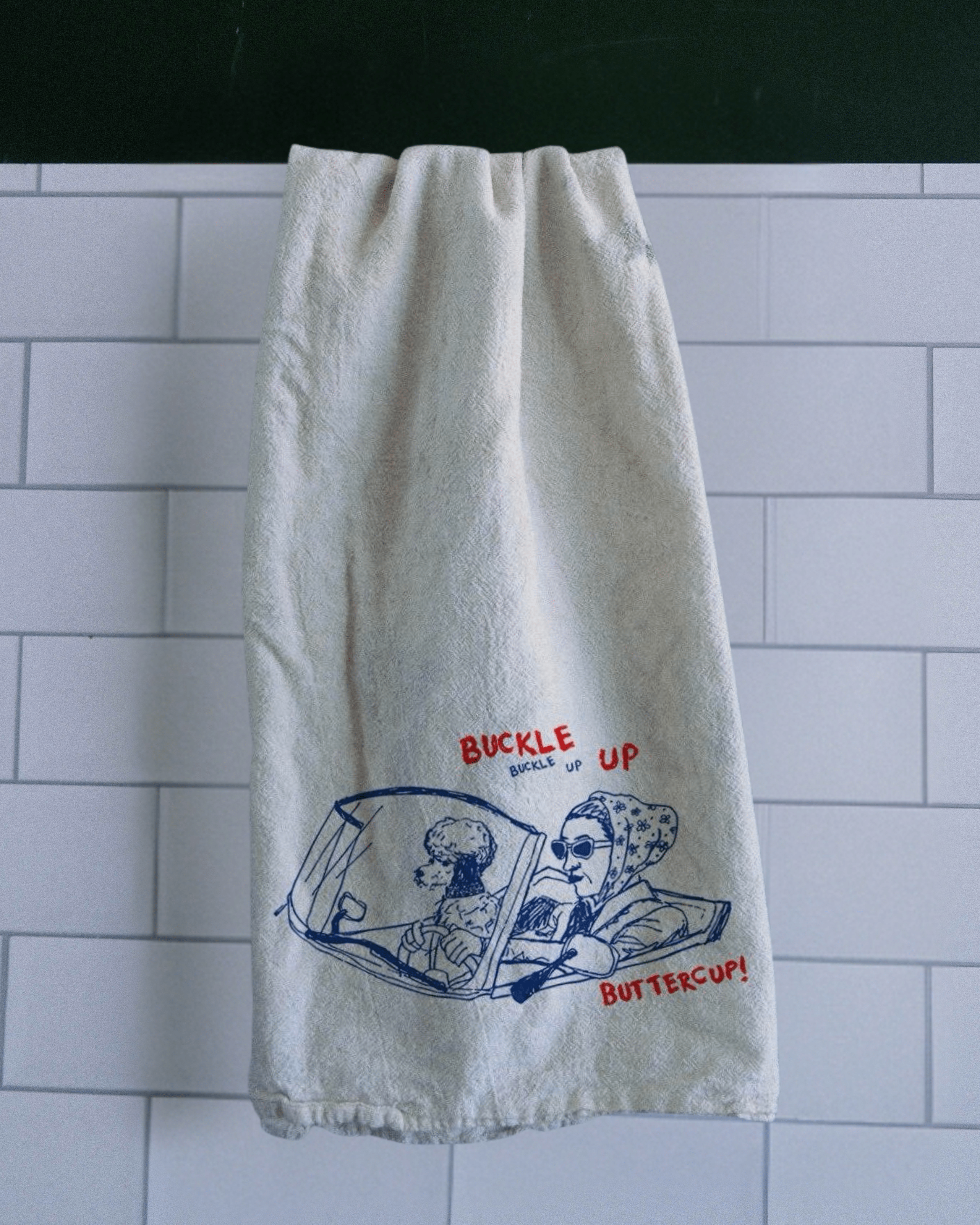"Buckle Up" Tea Towel - Intrigue Ink Visit Bozeman, Unique Shopping Boutique in Montana, Work from Home Clothes for Women