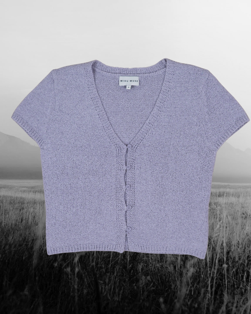 Cap Sleeve Button Front Top - Lilac