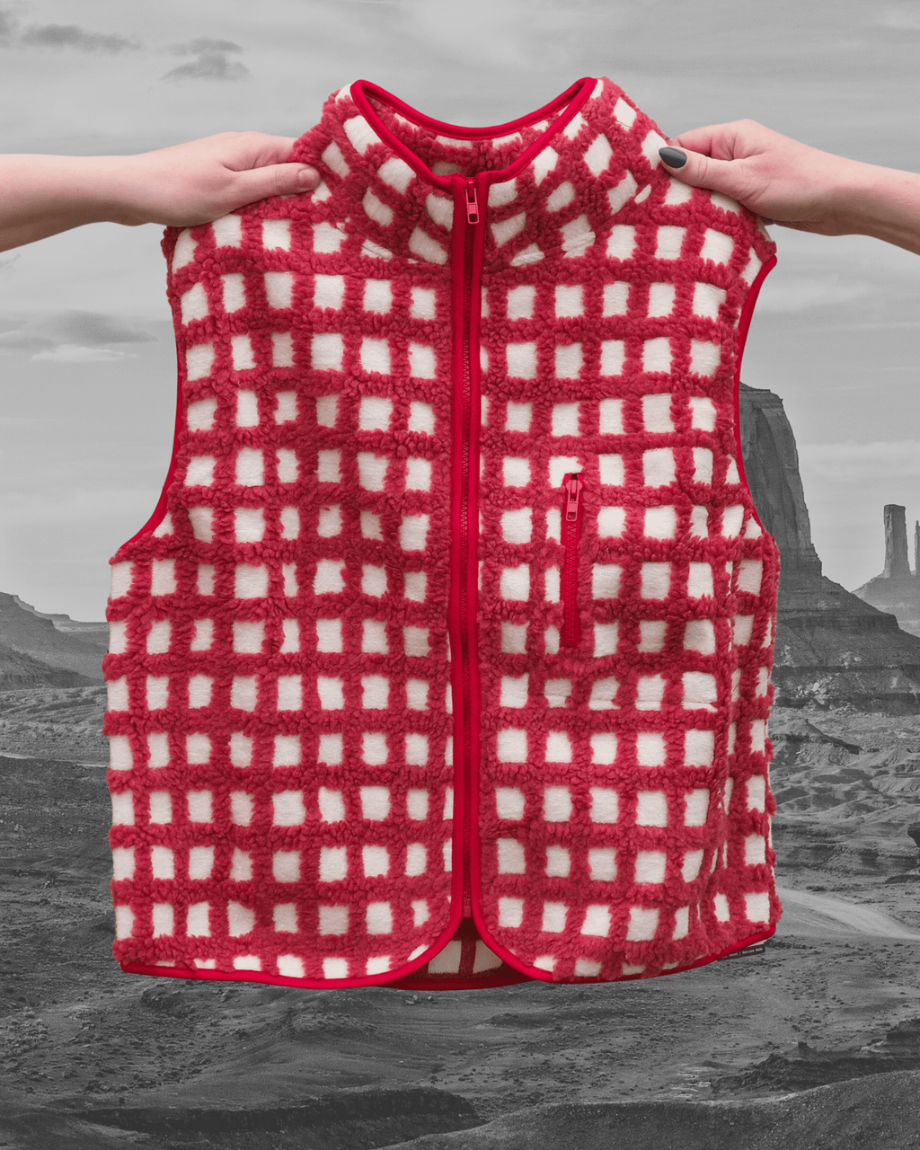 Red Checkered Fleece Vest - Intrigue Ink Visit Bozeman, Unique Shopping Boutique in Montana, Work from Home Clothes for Women