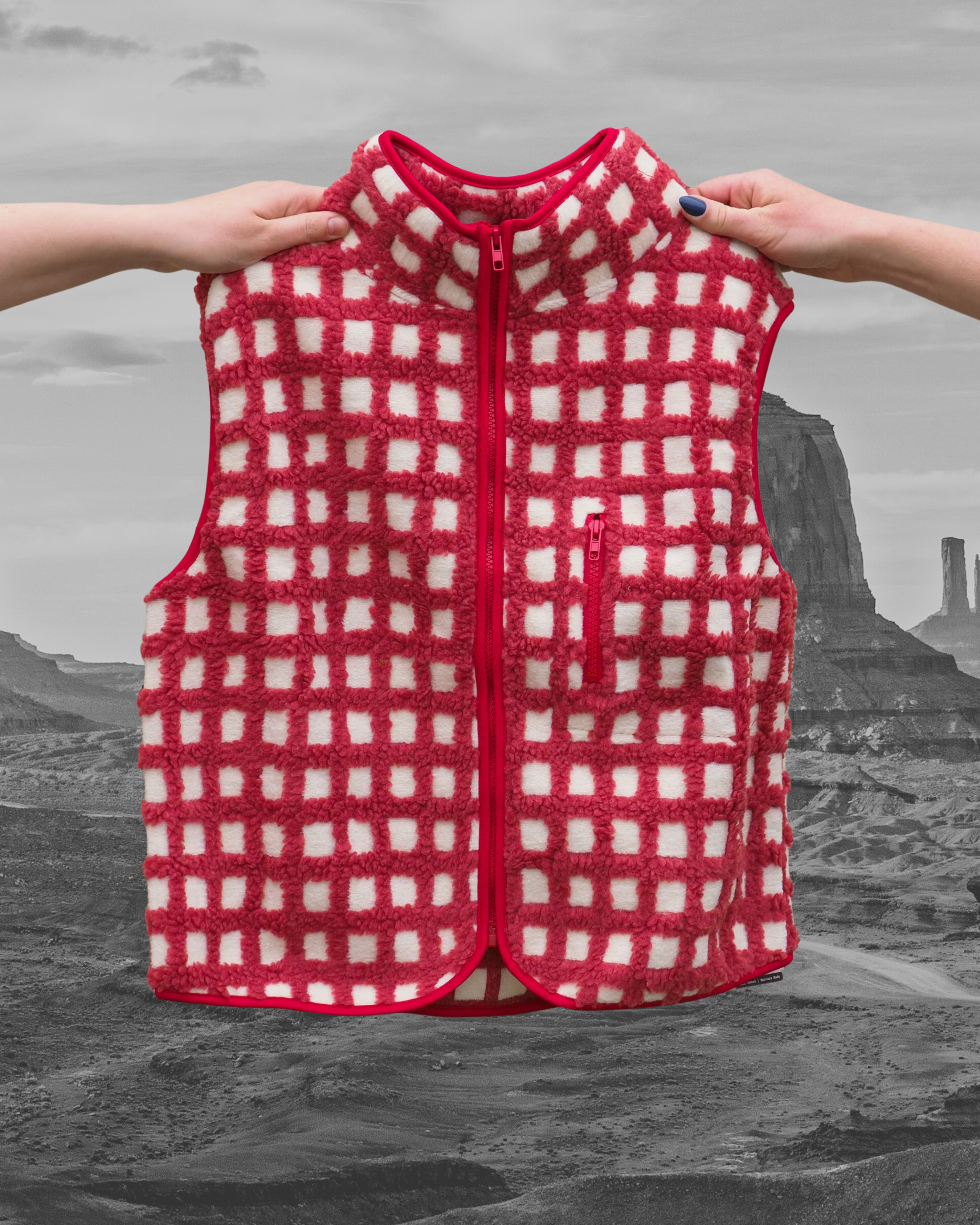 Red Checkered Fleece Vest