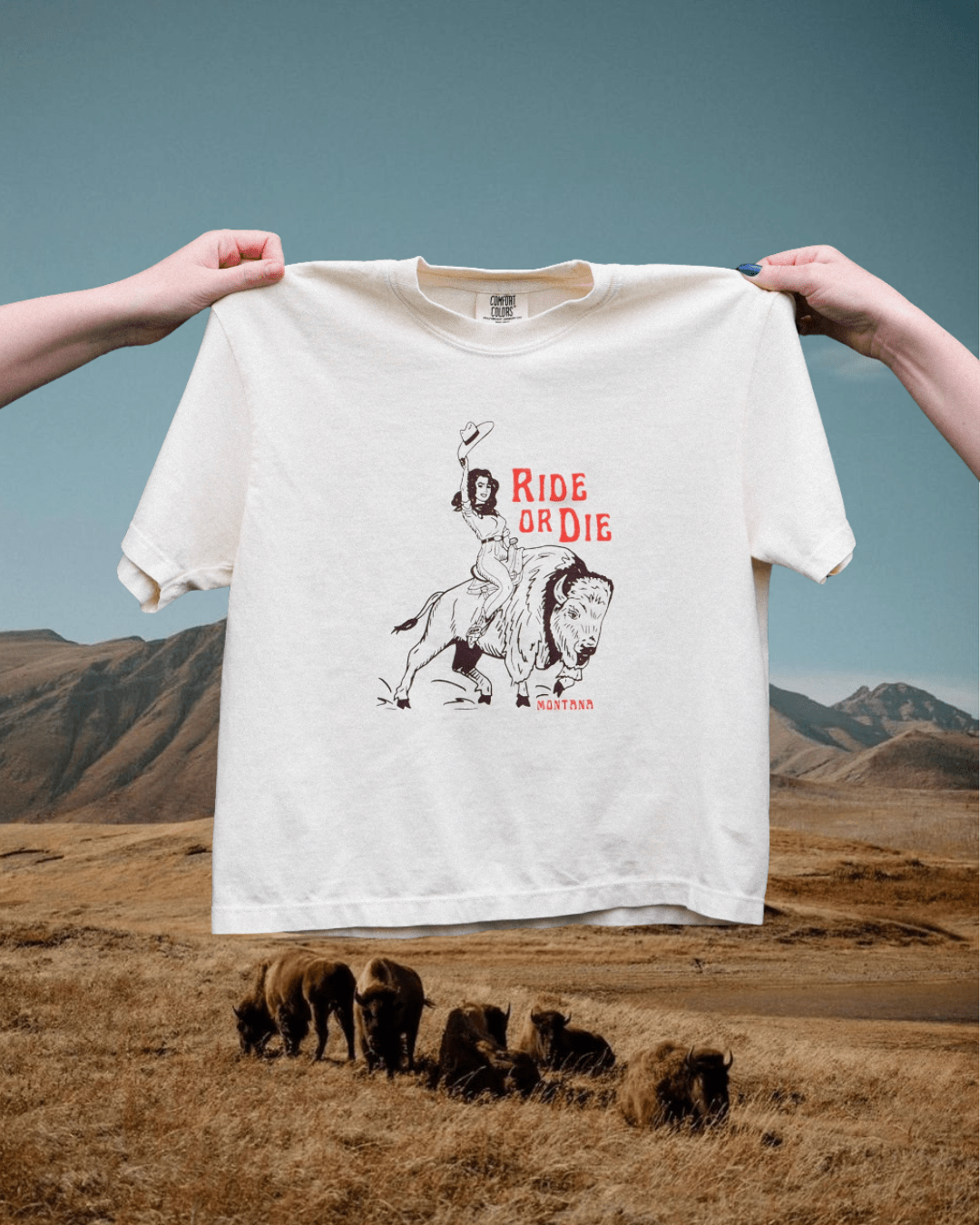 "Ride or Die" Crop Tee - Intrigue Ink Visit Bozeman, Unique Shopping Boutique in Montana, Work from Home Clothes for Women