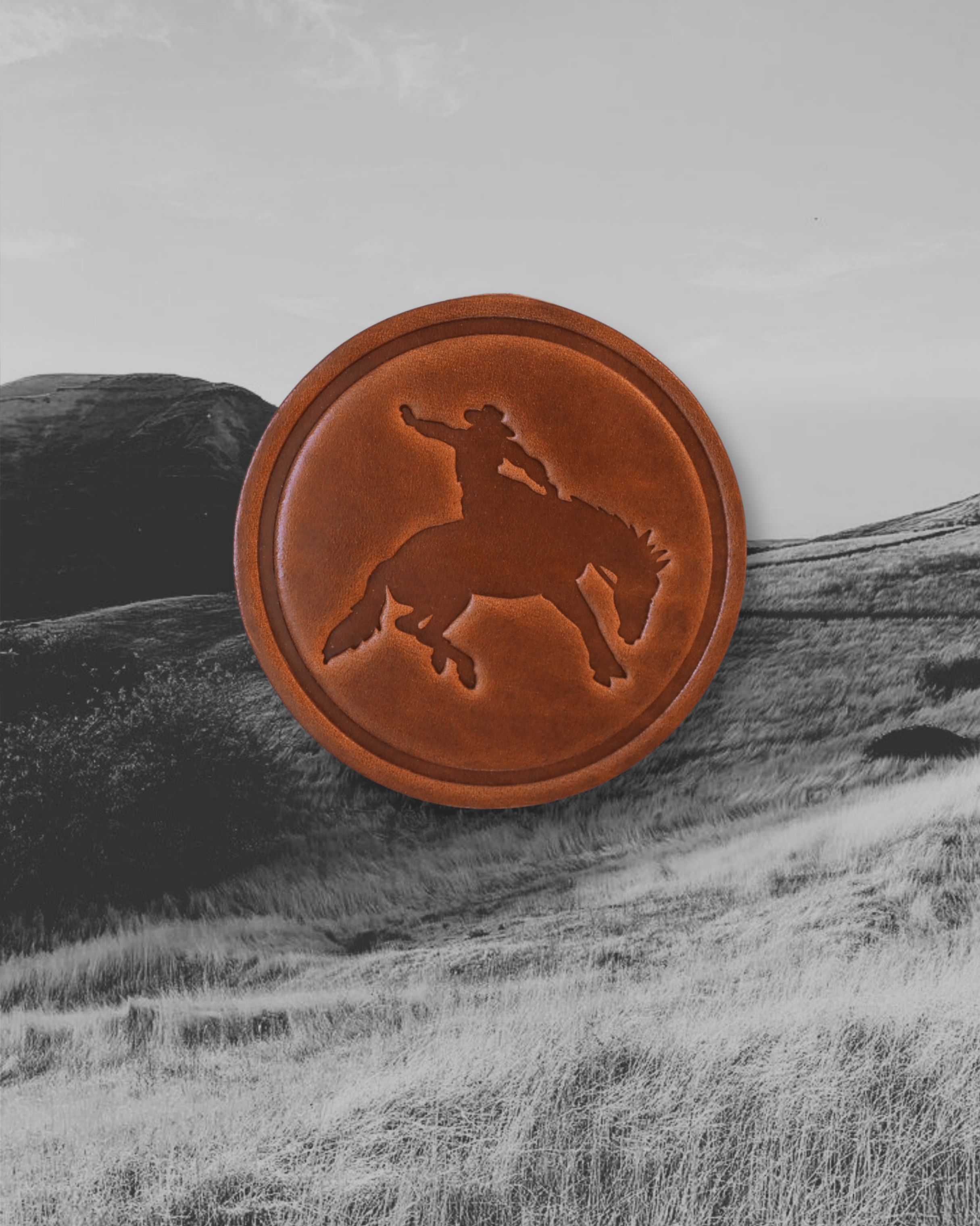 Bucking Bronco Leather Coaster - Intrigue Ink Visit Bozeman, Unique Shopping Boutique in Montana, Work from Home Clothes for Women