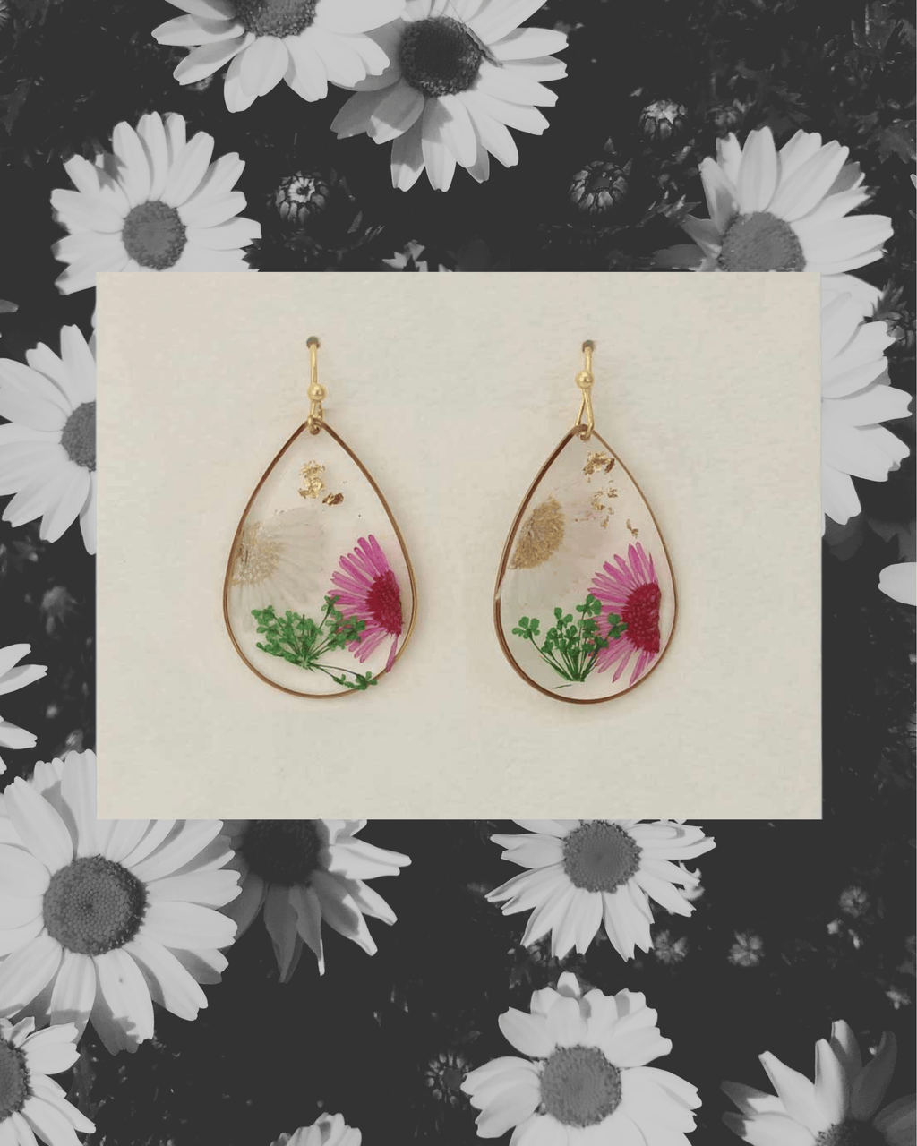 Cottage Floral Daisy Dried Flower Earrings - Intrigue Ink Visit Bozeman, Unique Shopping Boutique in Montana, Work from Home Clothes for Women