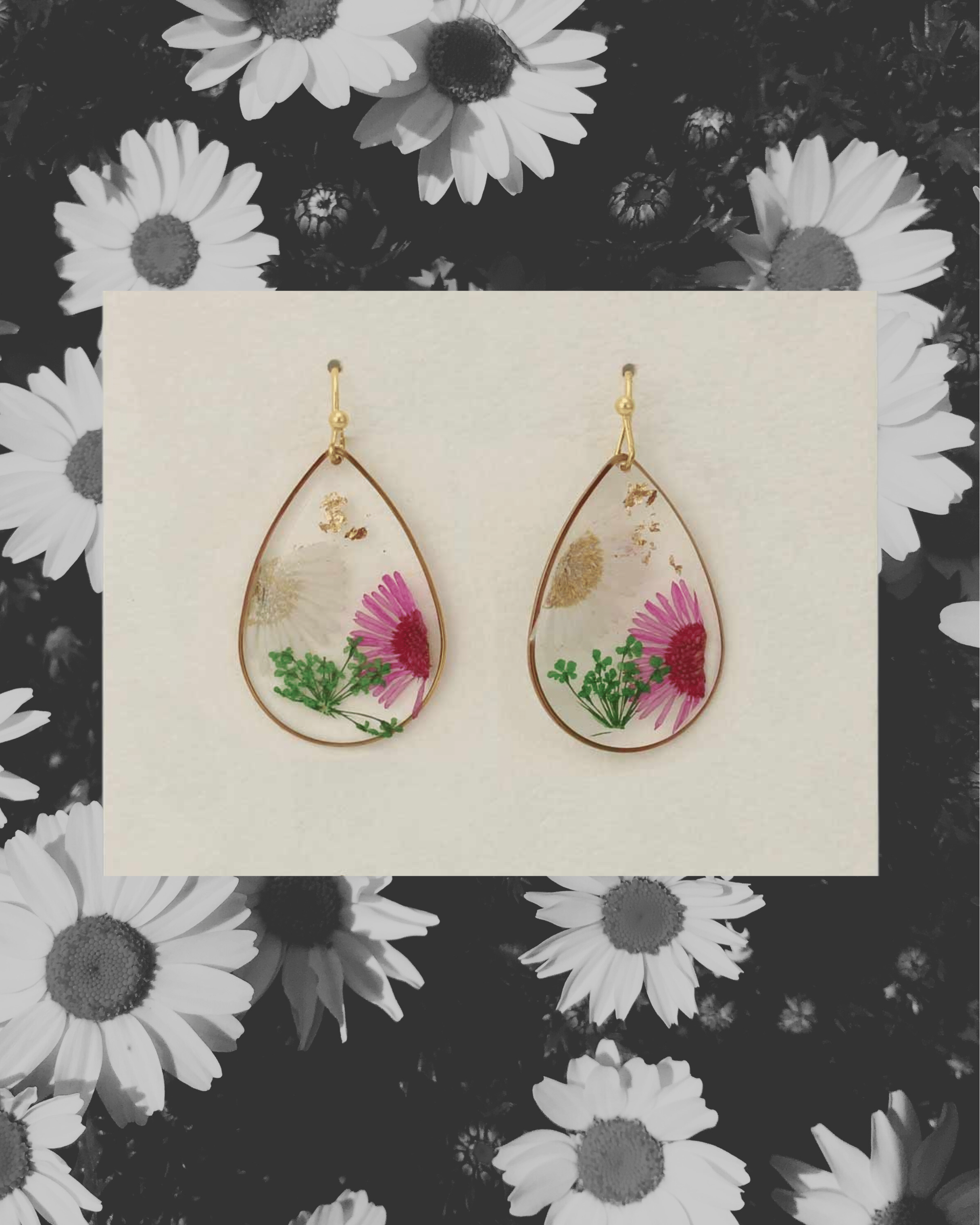 Cottage Floral Daisy Dried Flower Earrings - Intrigue Ink Visit Bozeman, Unique Shopping Boutique in Montana, Work from Home Clothes for Women