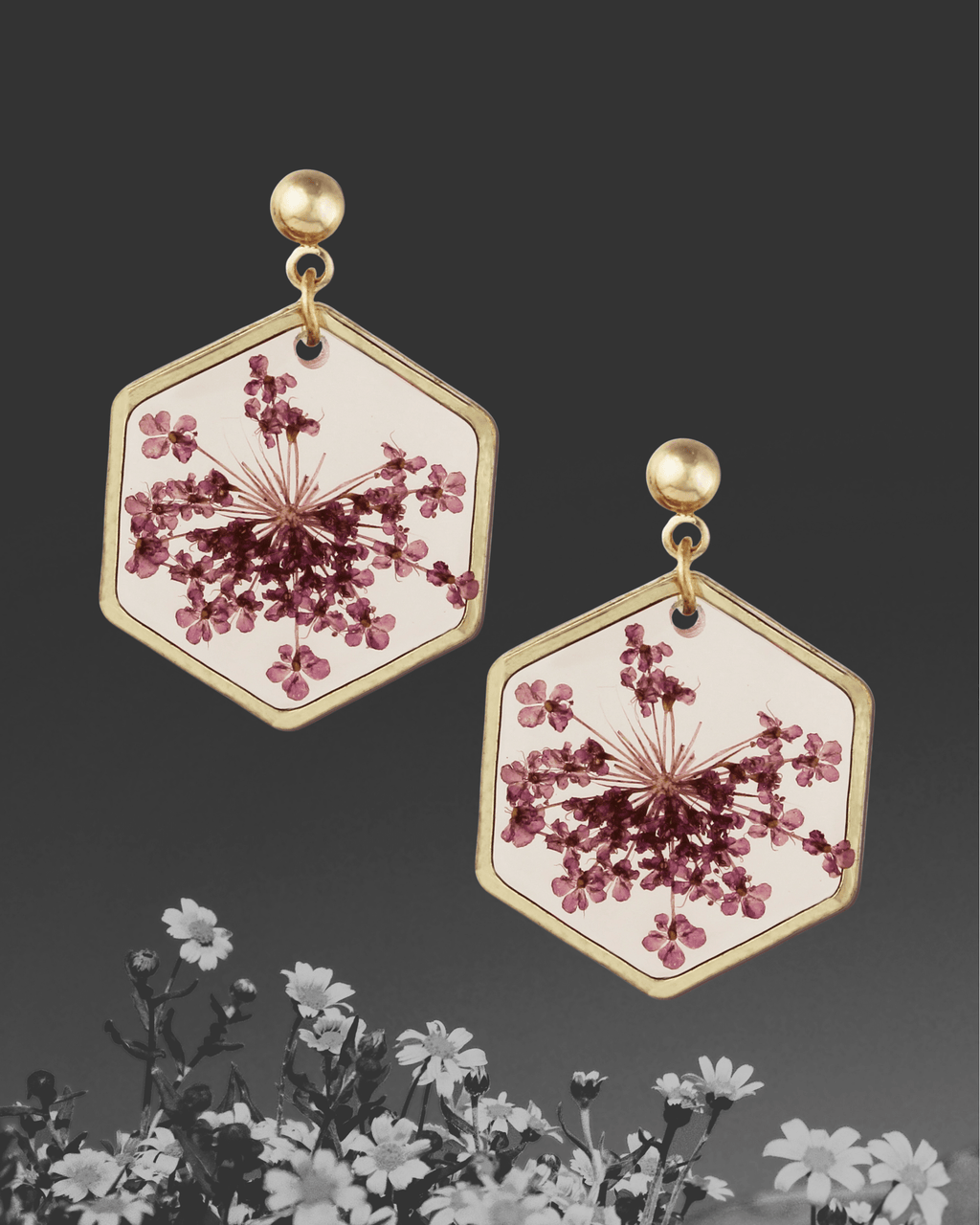 Cottage Floral Purple Dried Flower Earrings - Intrigue Ink Visit Bozeman, Unique Shopping Boutique in Montana, Work from Home Clothes for Women