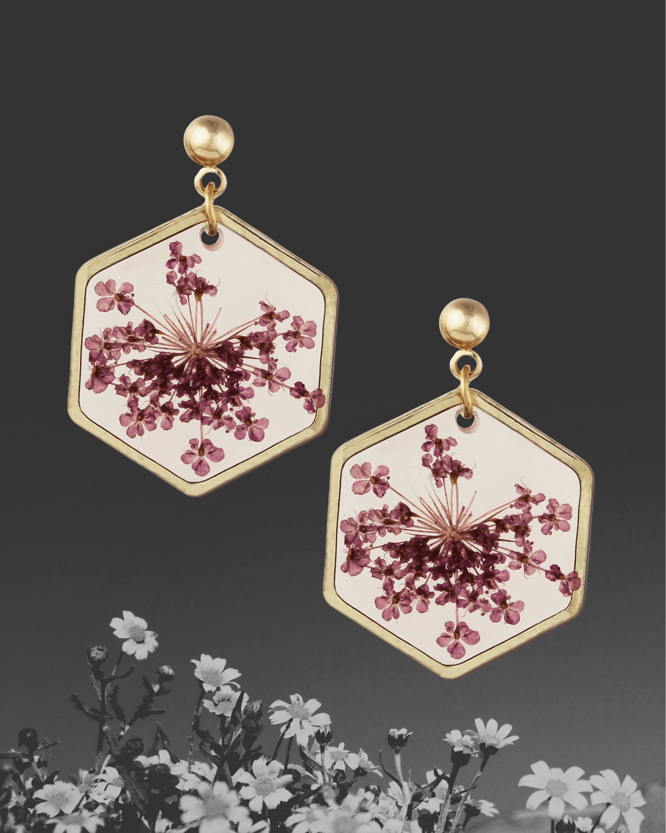 Cottage Floral Purple Dried Flower Earrings - Intrigue Ink Visit Bozeman, Unique Shopping Boutique in Montana, Work from Home Clothes for Women