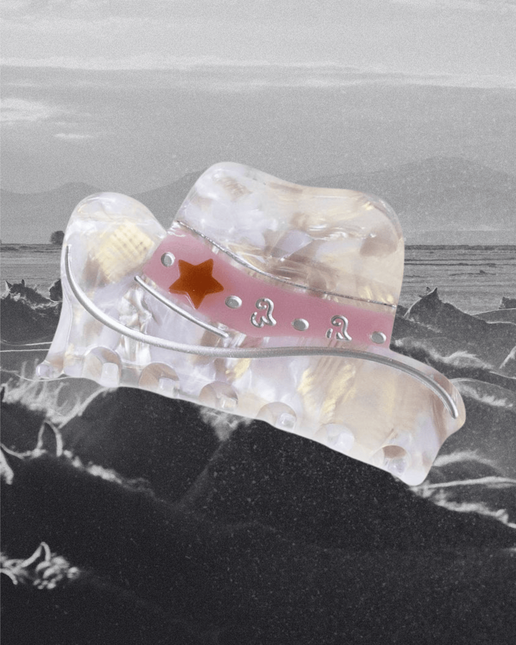 Cowboy Hat Claw Clip - Pearl - Intrigue Ink Visit Bozeman, Unique Shopping Boutique in Montana, Work from Home Clothes for Women