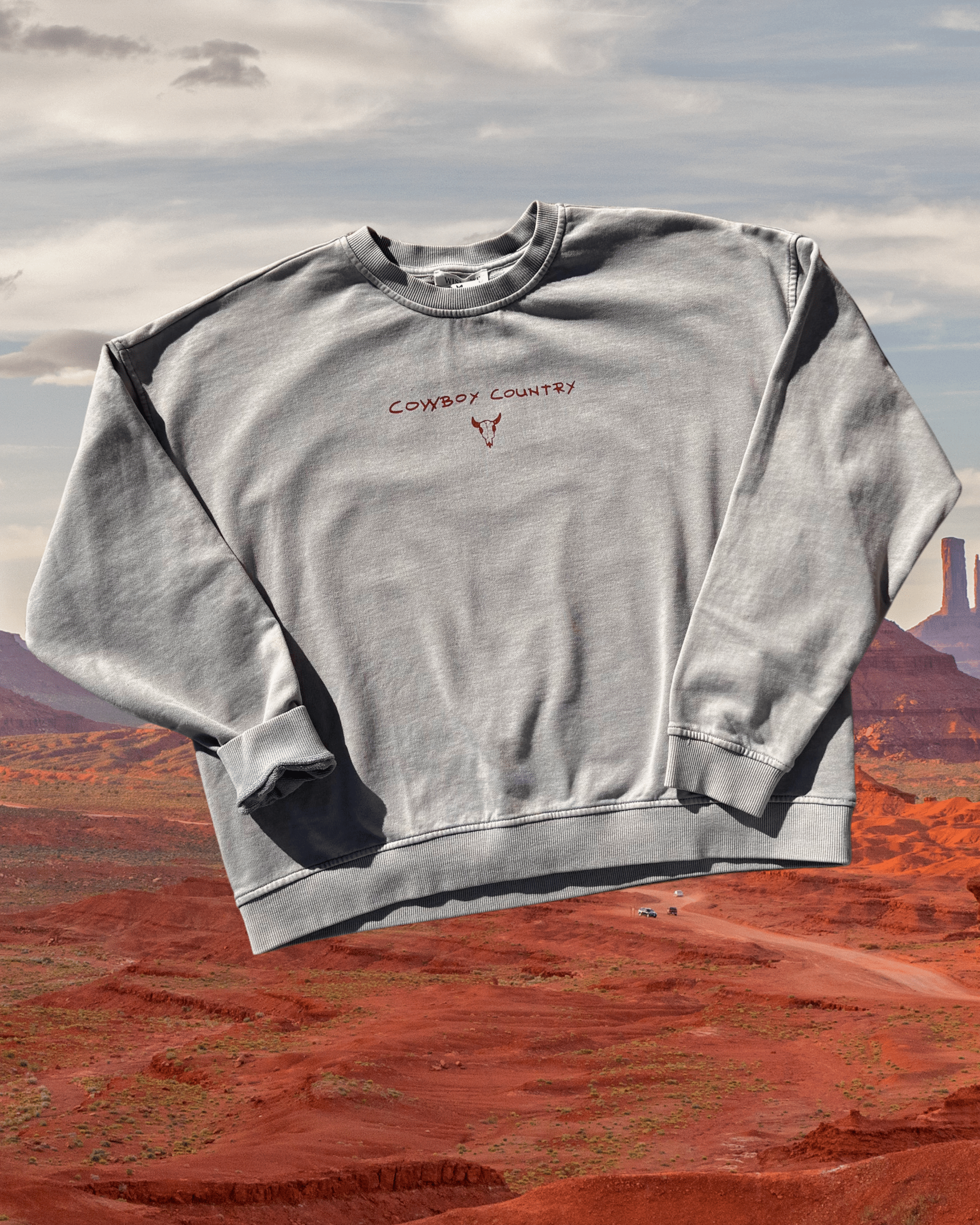 "Cowboy Country" Grey Pullover - Intrigue Ink Visit Bozeman, Unique Shopping Boutique in Montana, Work from Home Clothes for Women