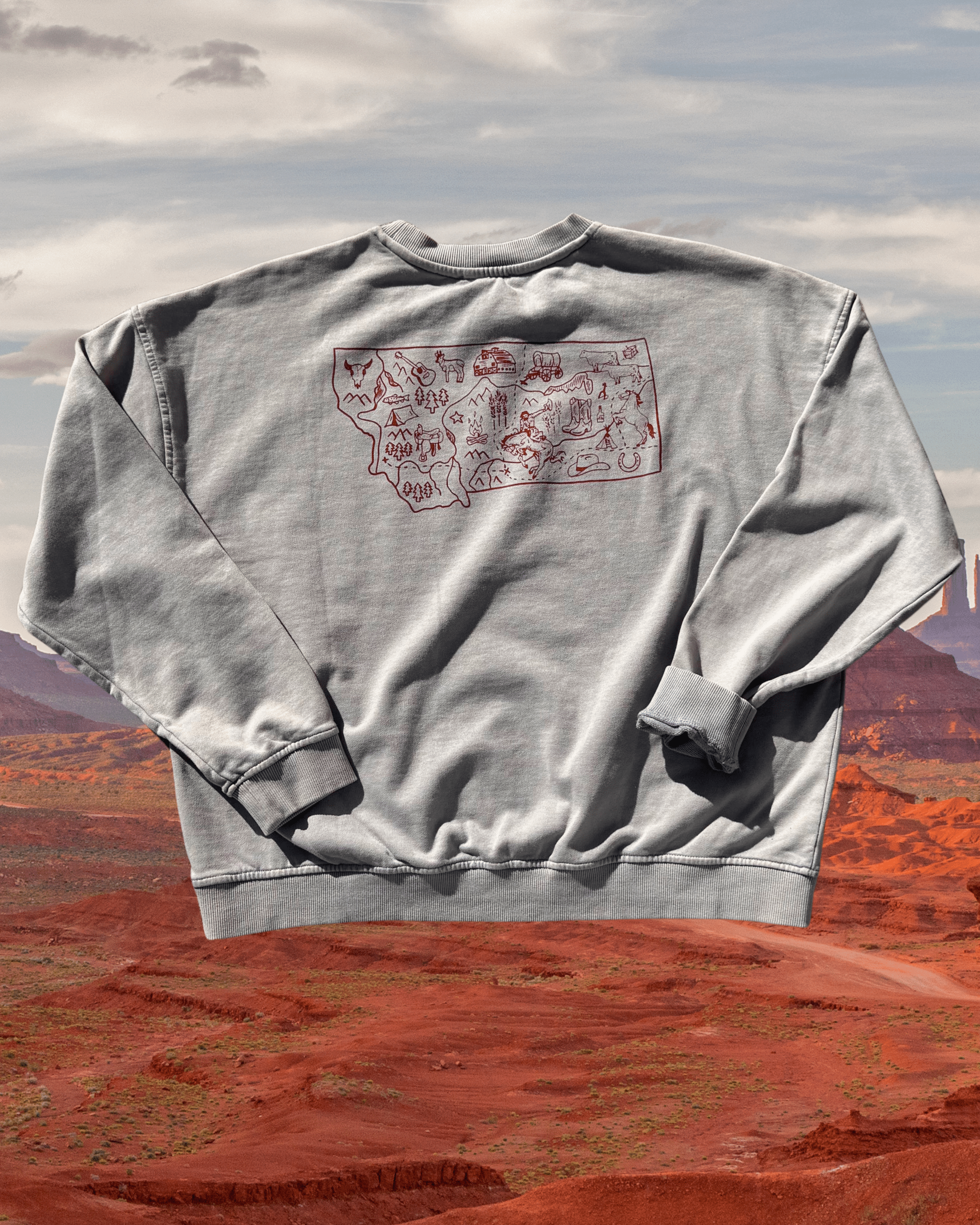 "Cowboy Country" Grey Pullover - Intrigue Ink Visit Bozeman, Unique Shopping Boutique in Montana, Work from Home Clothes for Women
