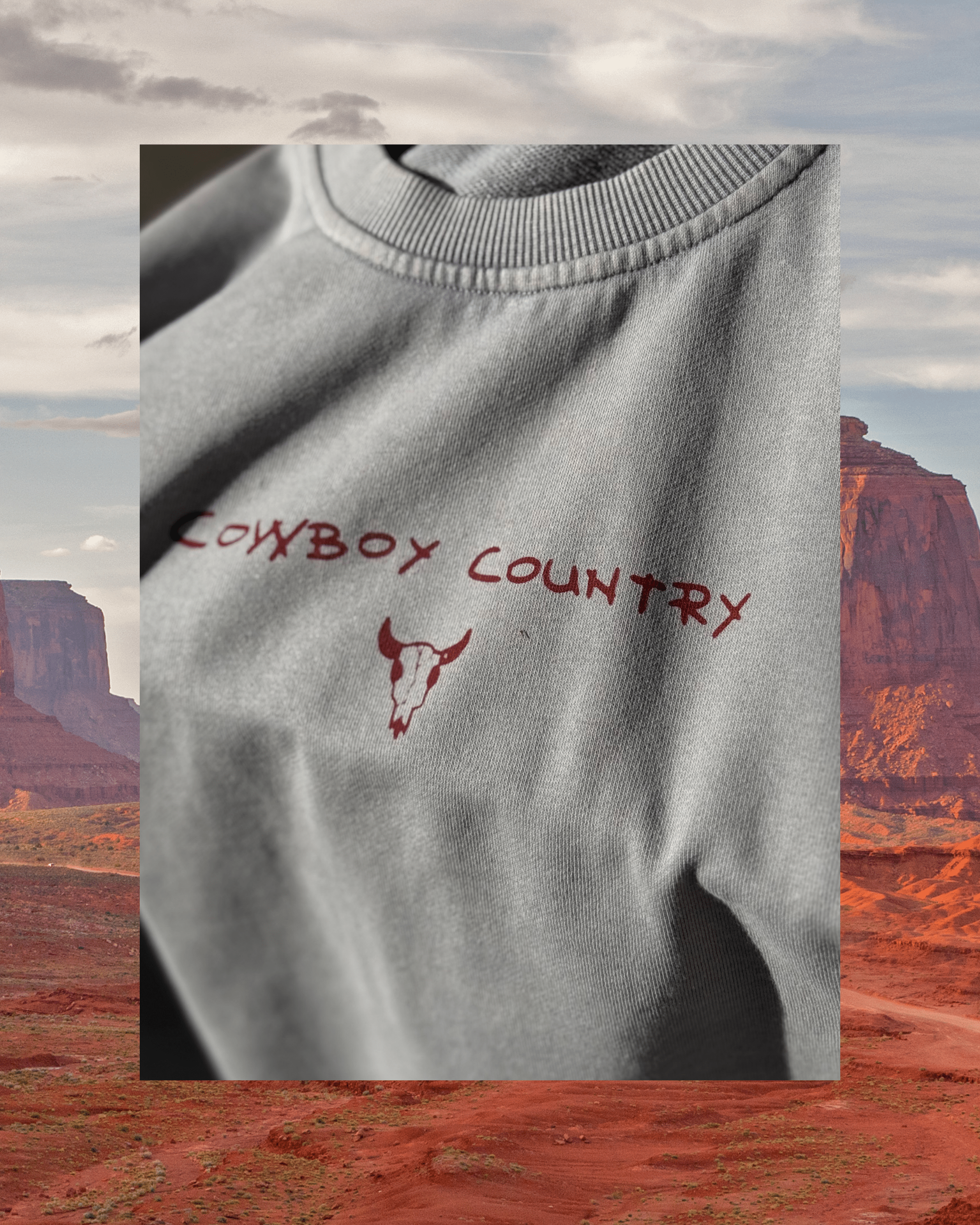 "Cowboy Country" Grey Pullover - Intrigue Ink Visit Bozeman, Unique Shopping Boutique in Montana, Work from Home Clothes for Women