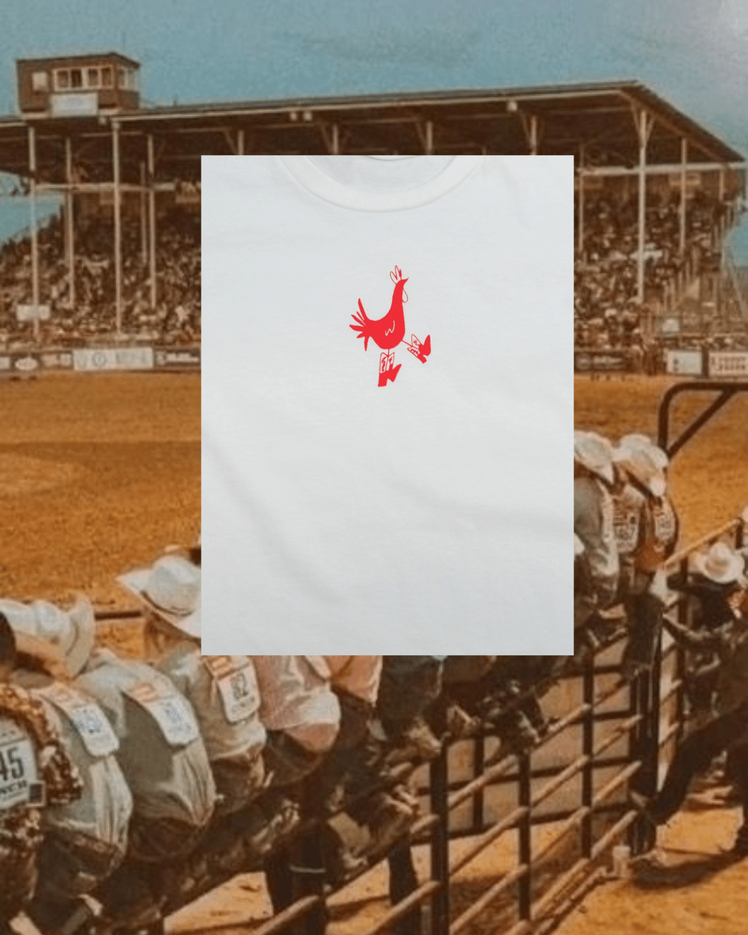 "Cowboy Chicken" Crop Tee in White - Intrigue Ink Visit Bozeman, Unique Shopping Boutique in Montana, Work from Home Clothes for Women