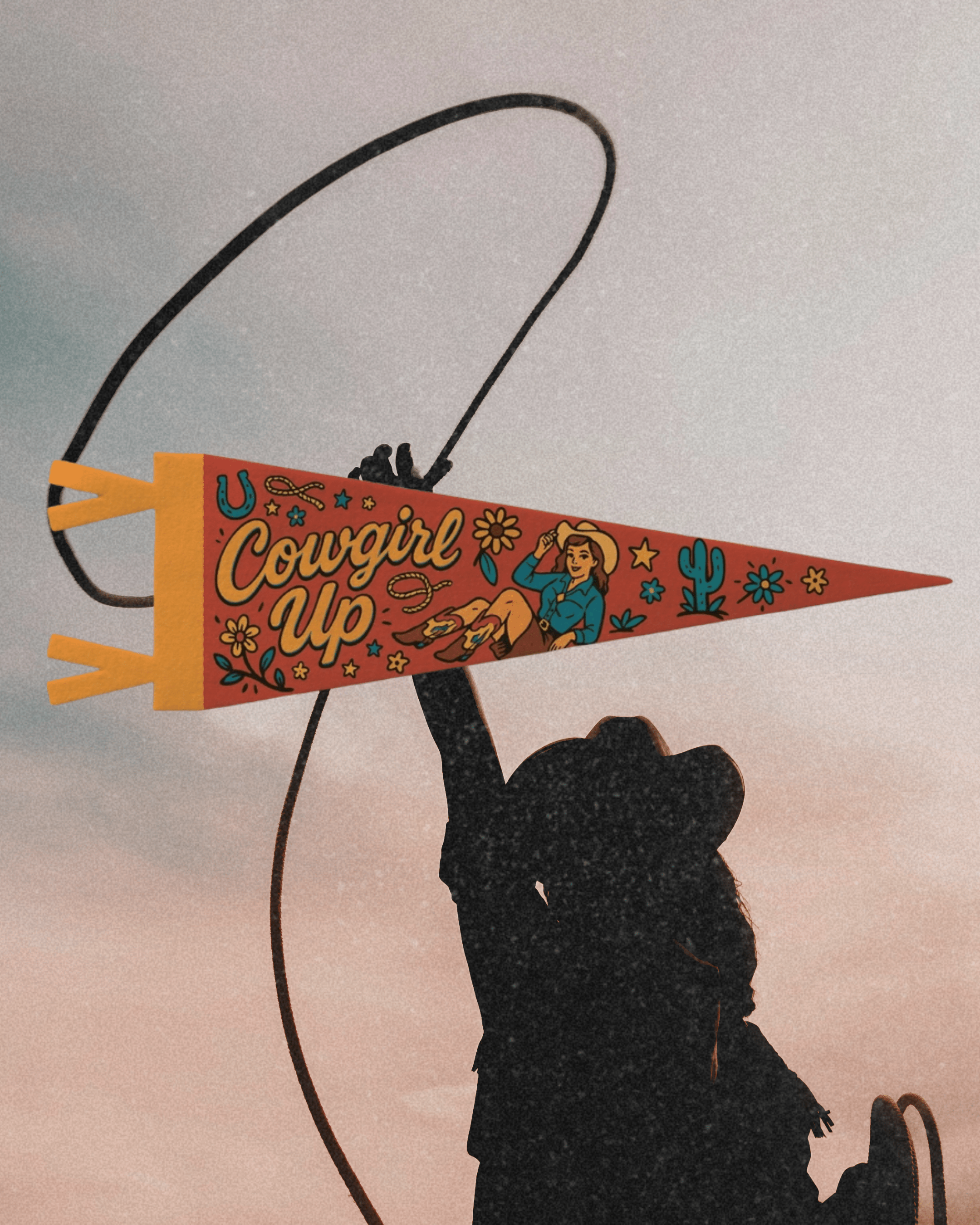 Cowgirl Up Felt Pennant - Intrigue Ink Visit Bozeman, Unique Shopping Boutique in Montana, Work from Home Clothes for Women