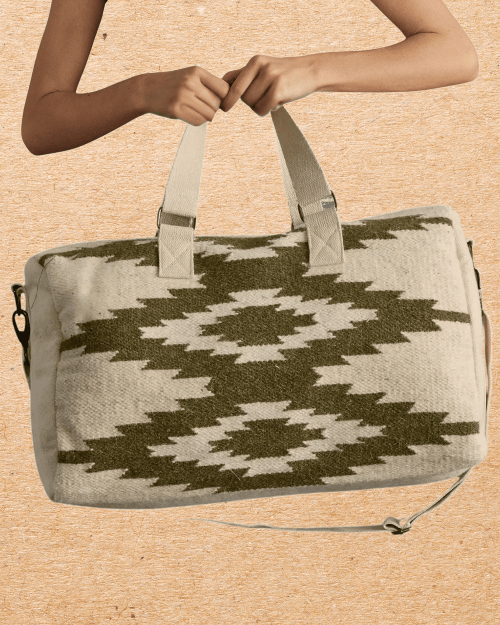 Cream & Olive Western Duffel - Intrigue Ink Visit Bozeman, Unique Shopping Boutique in Montana, Work from Home Clothes for Women