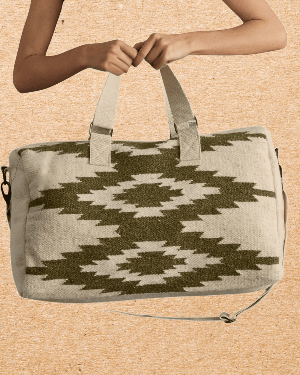 Cream & Olive Western Duffel - Intrigue Ink Visit Bozeman, Unique Shopping Boutique in Montana, Work from Home Clothes for Women