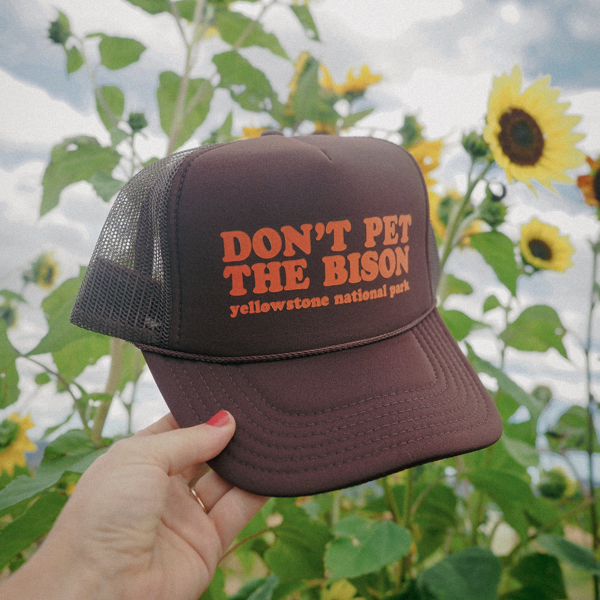 Don't Pet The Bison Trucker Hat - Brown - Intrigue Ink Visit Bozeman, Unique Shopping Boutique in Montana, Work from Home Clothes for Women