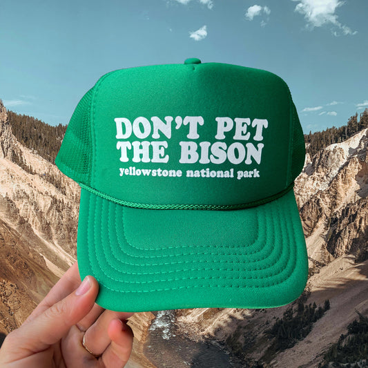 Don't Pet The Bison Trucker Hat - Green