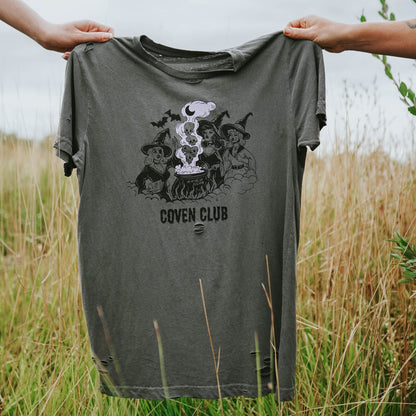 "Coven Club" Distressed Tee