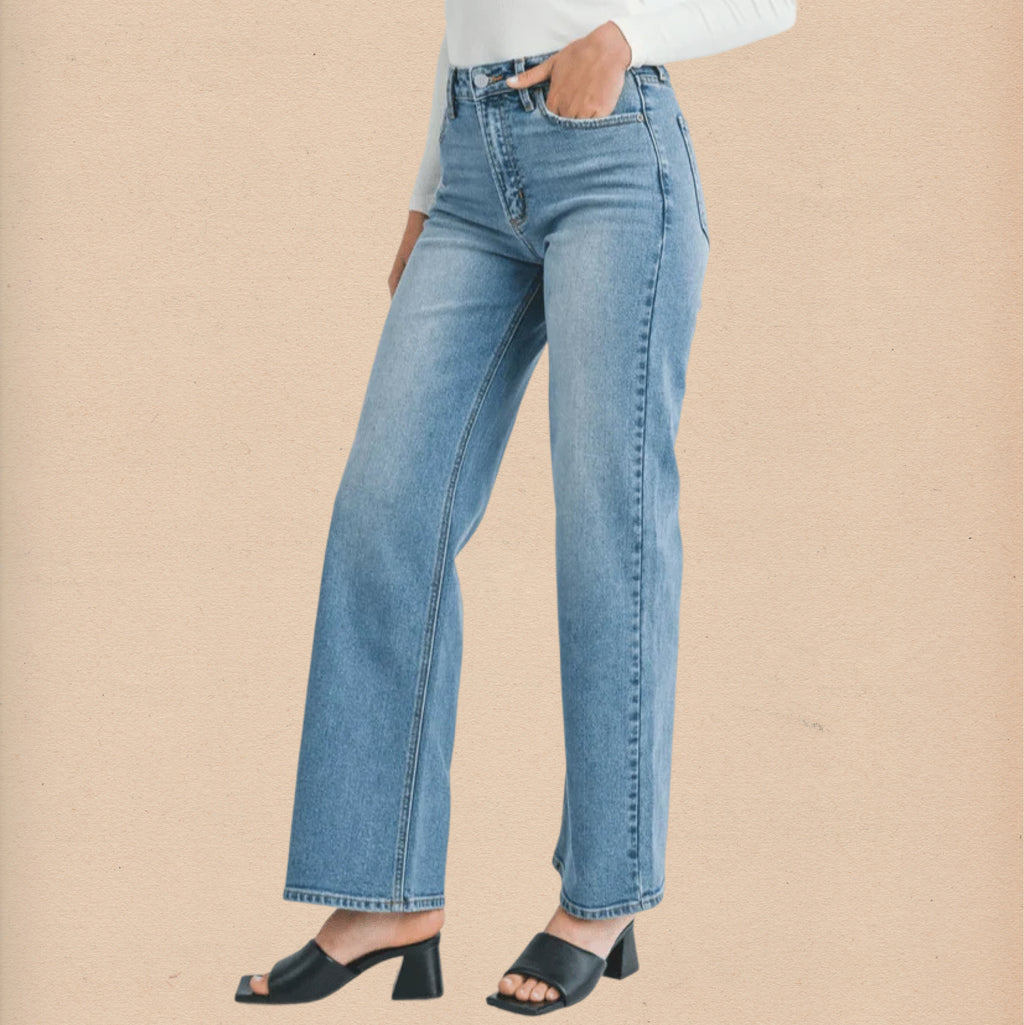 Medium Wash Straight Jeans - Intrigue Ink Visit Bozeman, Unique Shopping Boutique in Montana, Work from Home Clothes for Women