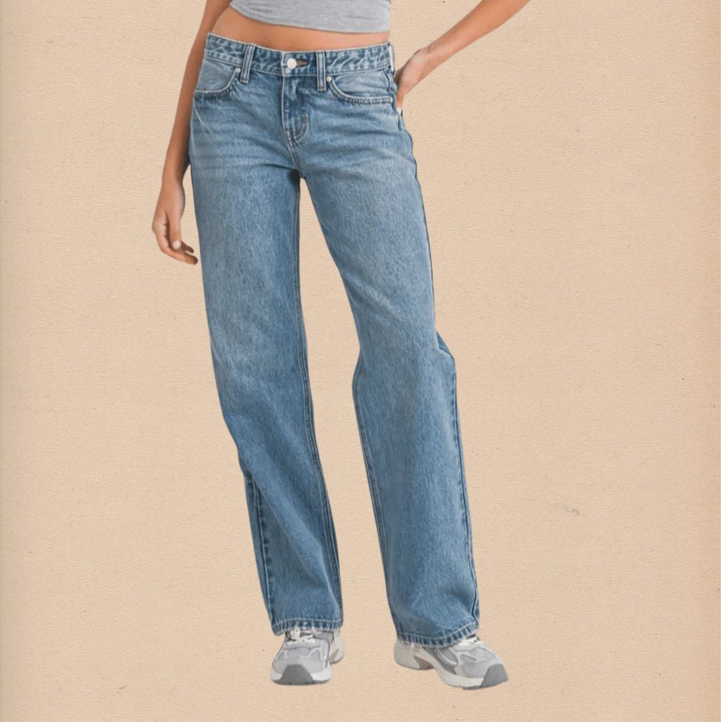 Low Rise Straight Jeans - Medium Wash - Intrigue Ink Visit Bozeman, Unique Shopping Boutique in Montana, Work from Home Clothes for Women