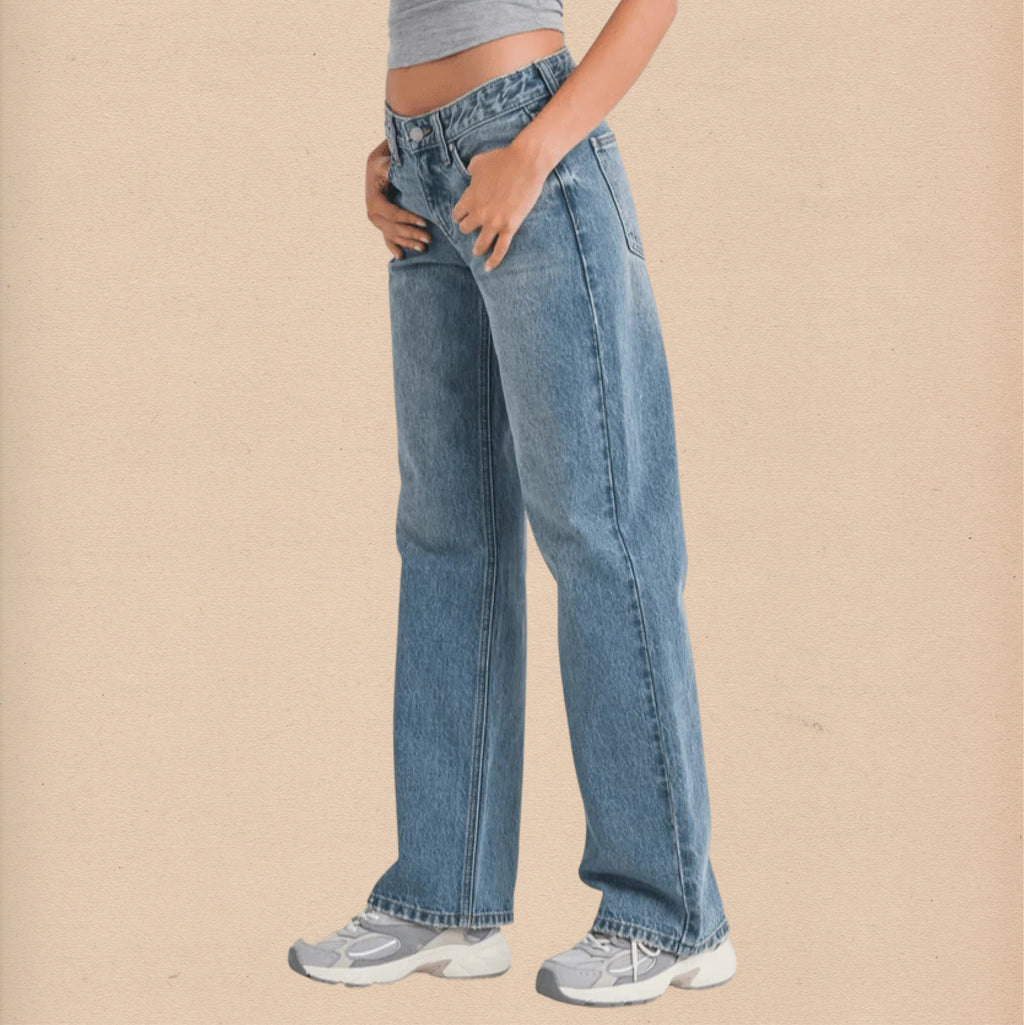 Low Rise Straight Jeans - Medium Wash - Intrigue Ink Visit Bozeman, Unique Shopping Boutique in Montana, Work from Home Clothes for Women