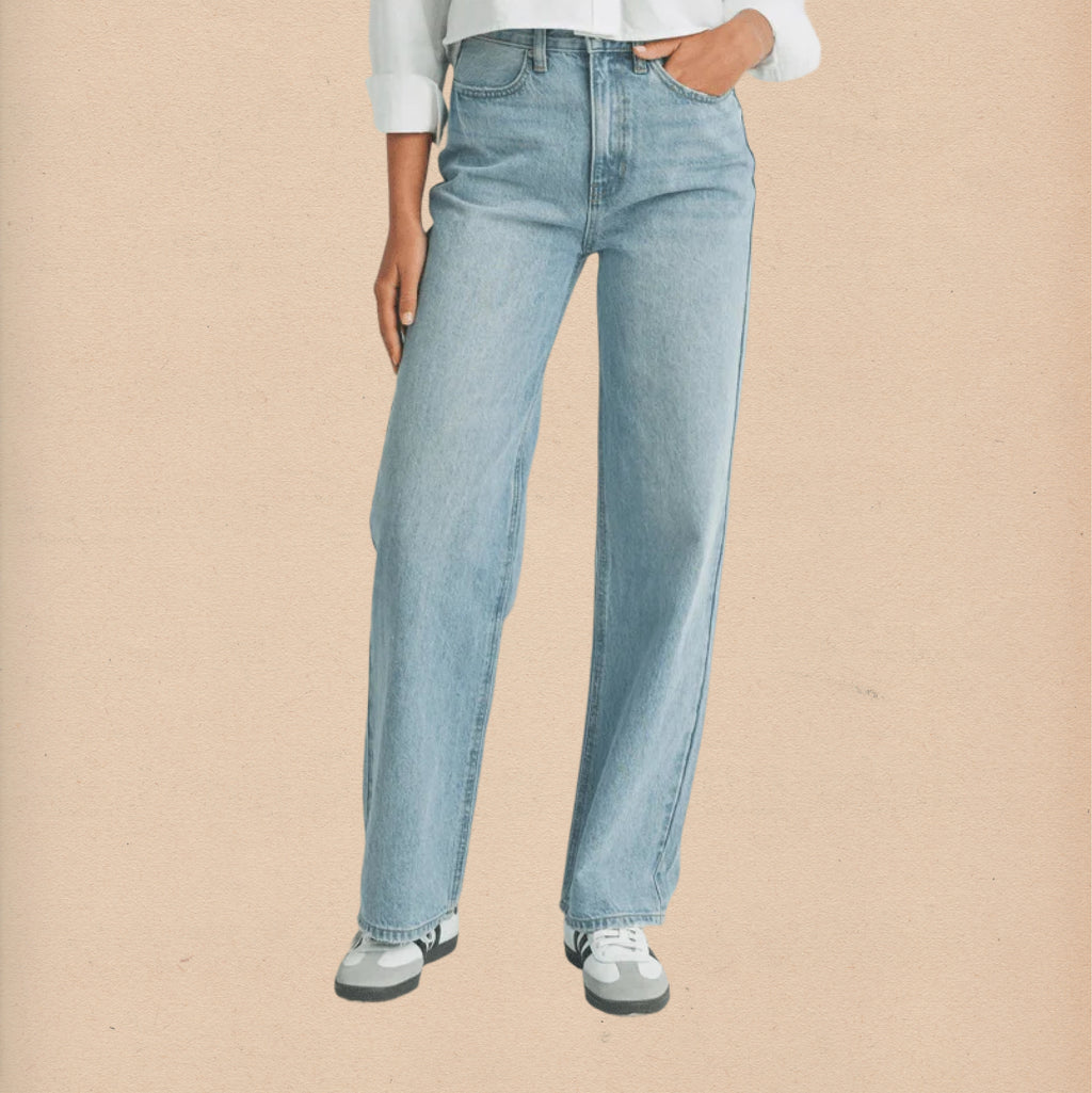 High Waisted Skater Jean - Light Wash - Intrigue Ink Visit Bozeman, Unique Shopping Boutique in Montana, Work from Home Clothes for Women