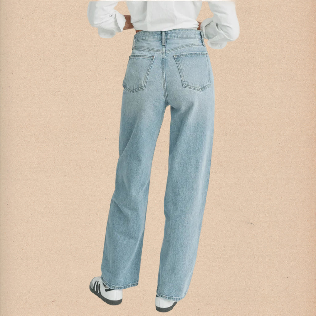 High Waisted Skater Jean - Light Wash - Intrigue Ink Visit Bozeman, Unique Shopping Boutique in Montana, Work from Home Clothes for Women