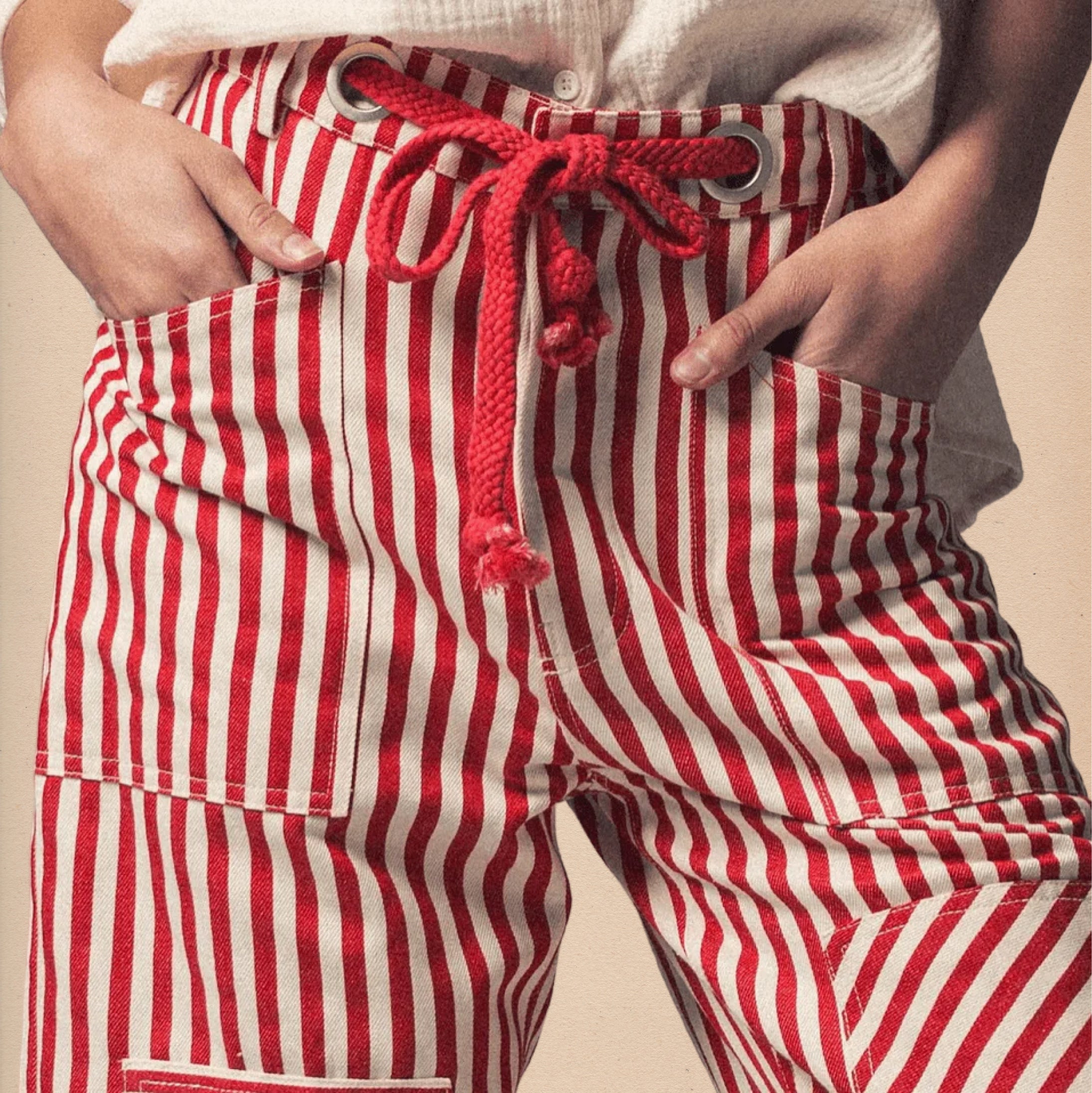 Railroad Stripe Utility Pants - Red - Intrigue Ink Visit Bozeman, Unique Shopping Boutique in Montana, Work from Home Clothes for Women