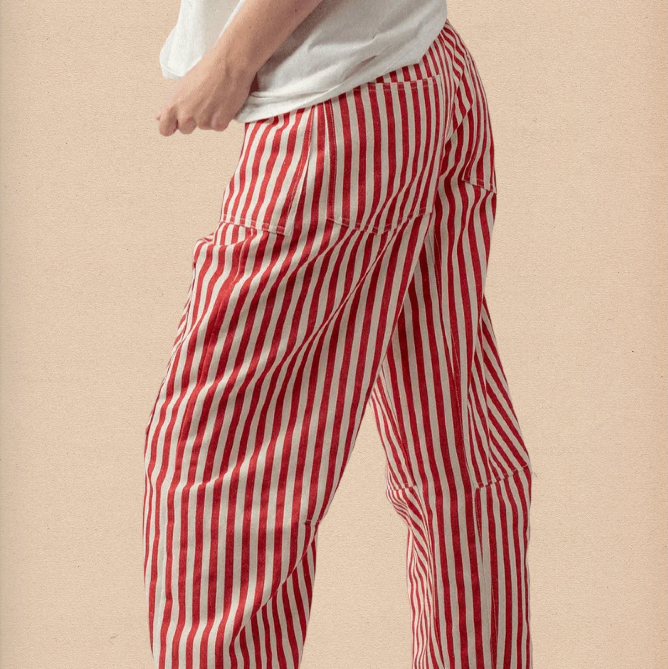 Railroad Stripe Utility Pants - Red - Intrigue Ink Visit Bozeman, Unique Shopping Boutique in Montana, Work from Home Clothes for Women