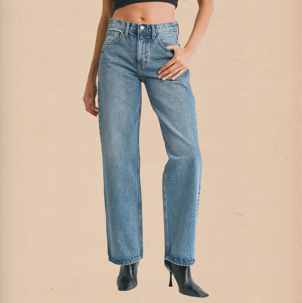 Relaxed Straight Jean - Medium Wash - Intrigue Ink Visit Bozeman, Unique Shopping Boutique in Montana, Work from Home Clothes for Women