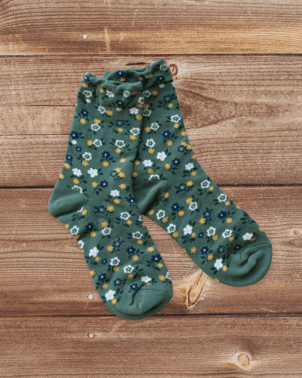Garden Flower Socks - Green - Intrigue Ink Visit Bozeman, Unique Shopping Boutique in Montana, Work from Home Clothes for Women