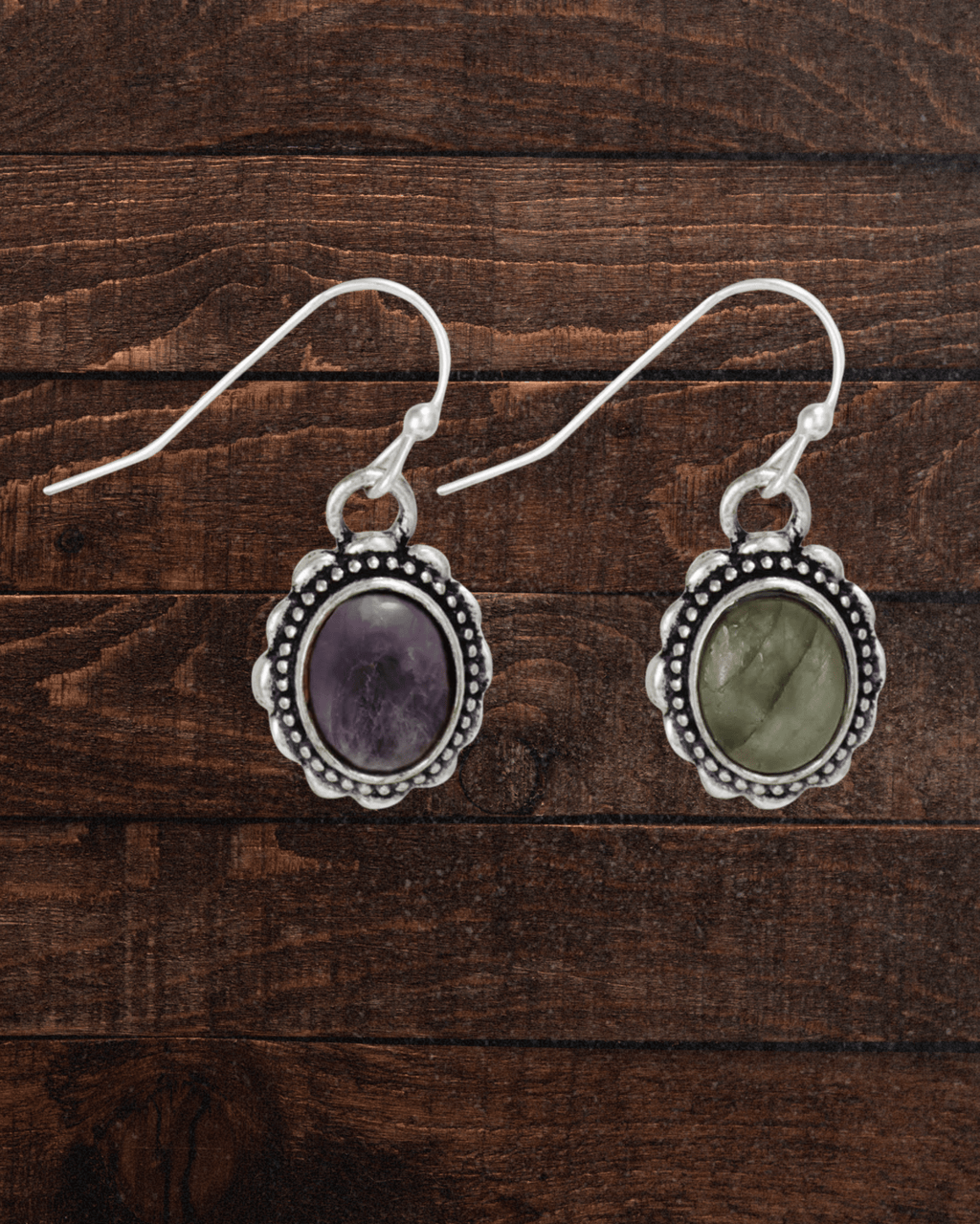 Gemstone Classics Silver Oval Stone Earrings - Intrigue Ink Visit Bozeman, Unique Shopping Boutique in Montana, Work from Home Clothes for Women