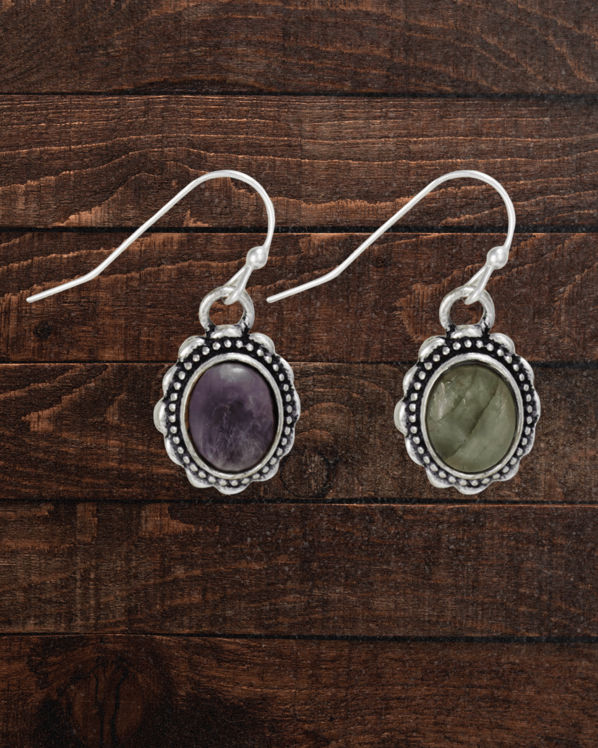Gemstone Classics Silver Oval Stone Earrings - Intrigue Ink Visit Bozeman, Unique Shopping Boutique in Montana, Work from Home Clothes for Women