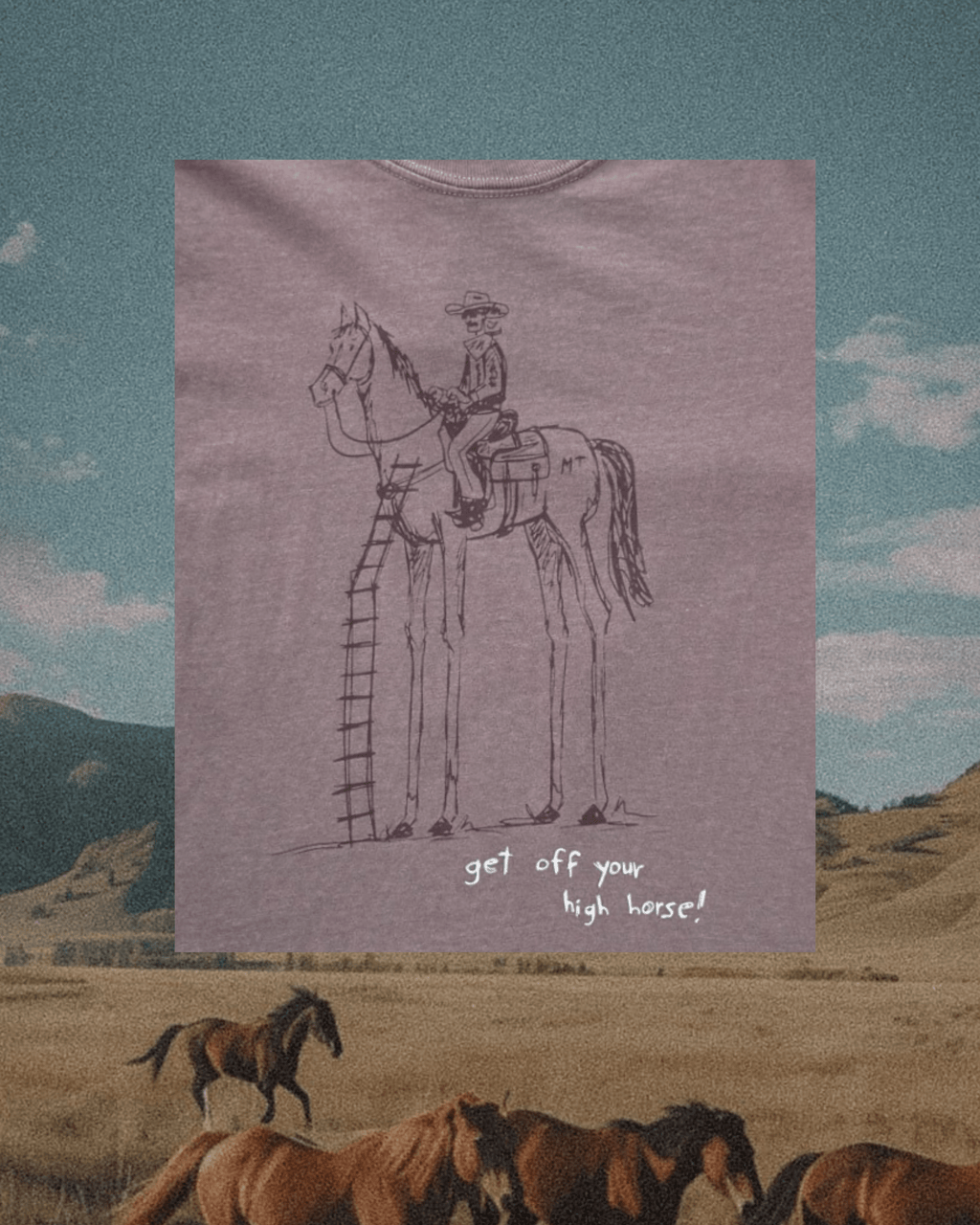 "Get Off Yer High Horse" Tee in Espresso - Intrigue Ink Visit Bozeman, Unique Shopping Boutique in Montana, Work from Home Clothes for Women