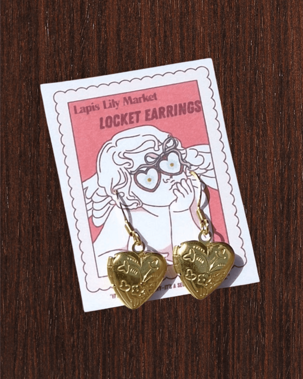 Gold Heart Locket Earrings - Intrigue Ink Visit Bozeman, Unique Shopping Boutique in Montana, Work from Home Clothes for Women