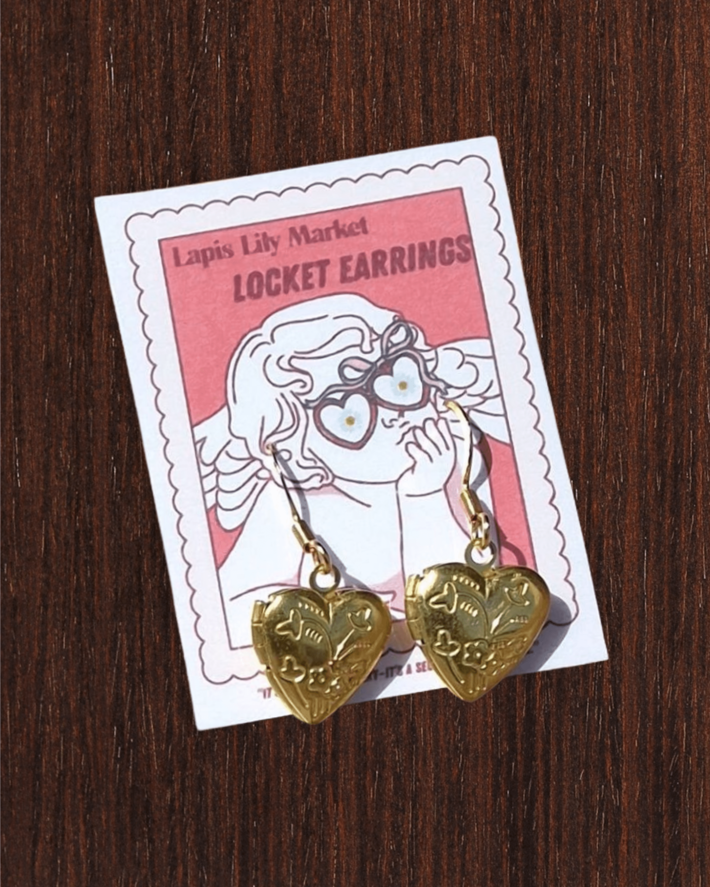 Gold Heart Locket Earrings - Intrigue Ink Visit Bozeman, Unique Shopping Boutique in Montana, Work from Home Clothes for Women