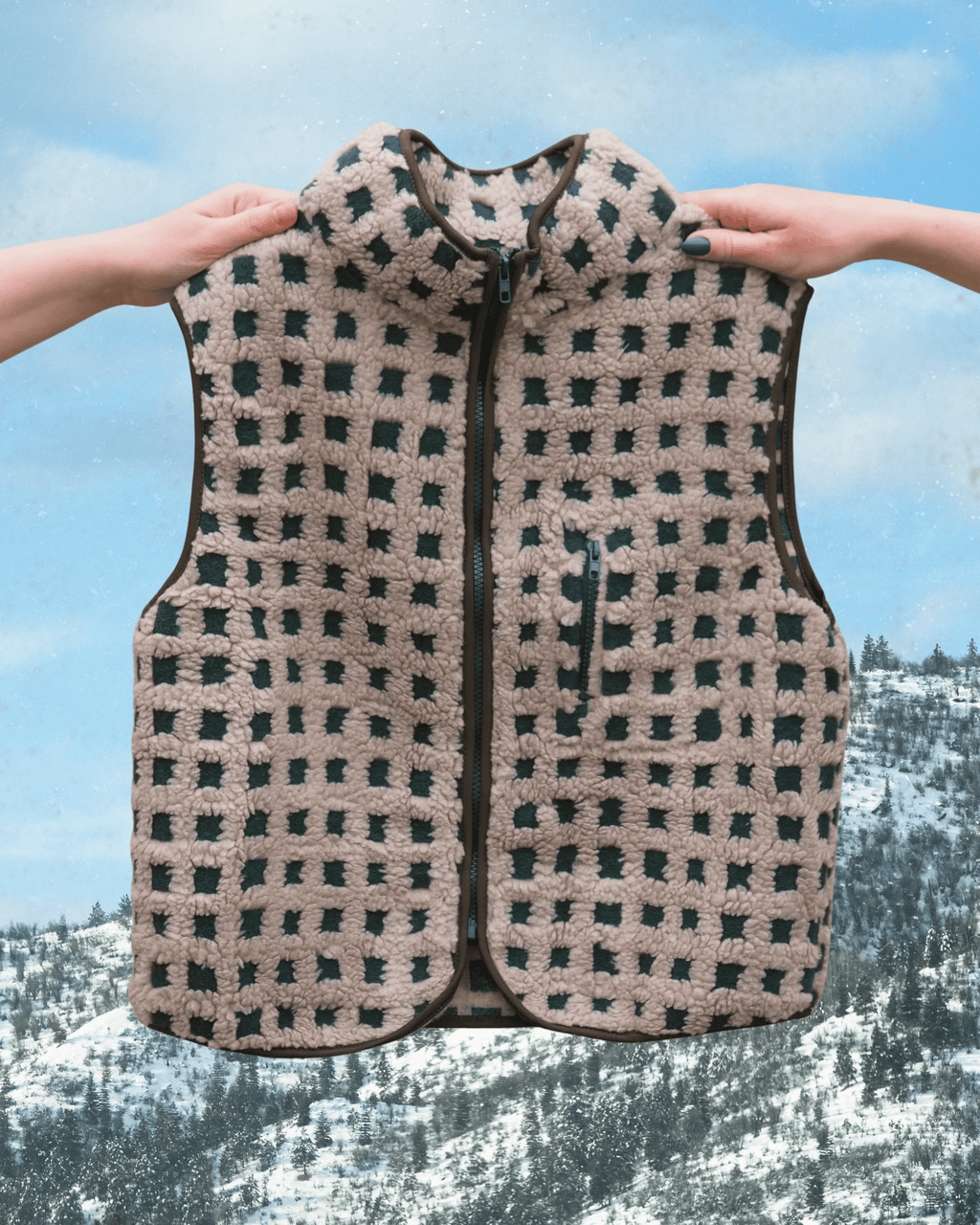 Green Checkered Fleece Vest - Intrigue Ink Visit Bozeman, Unique Shopping Boutique in Montana, Work from Home Clothes for Women
