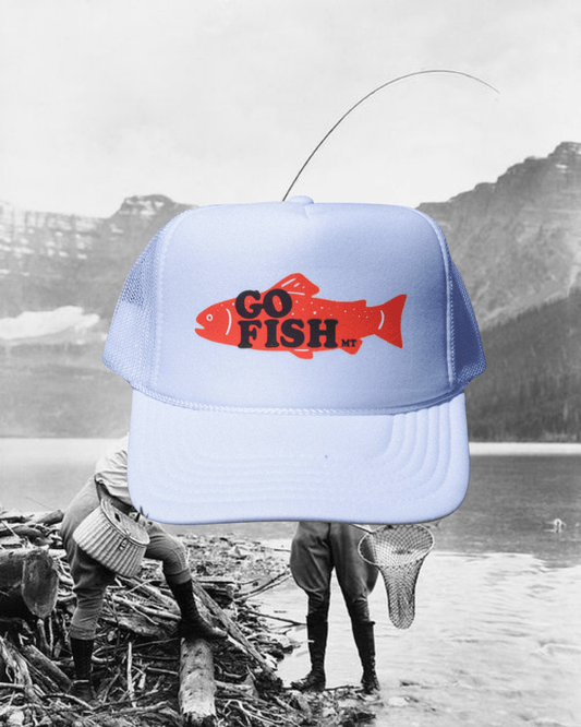 "Go Fish" Trucker Hat - Intrigue Ink Visit Bozeman, Unique Shopping Boutique in Montana, Work from Home Clothes for Women