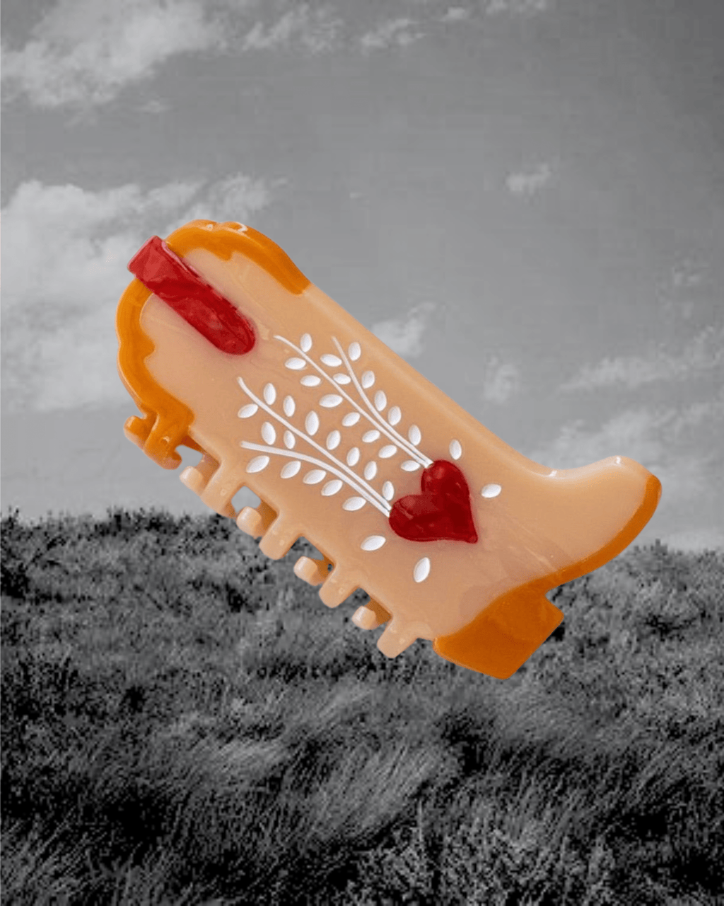 Heart Cowboy Boots Hair Claw Clip - Taupe - Intrigue Ink Visit Bozeman, Unique Shopping Boutique in Montana, Work from Home Clothes for Women