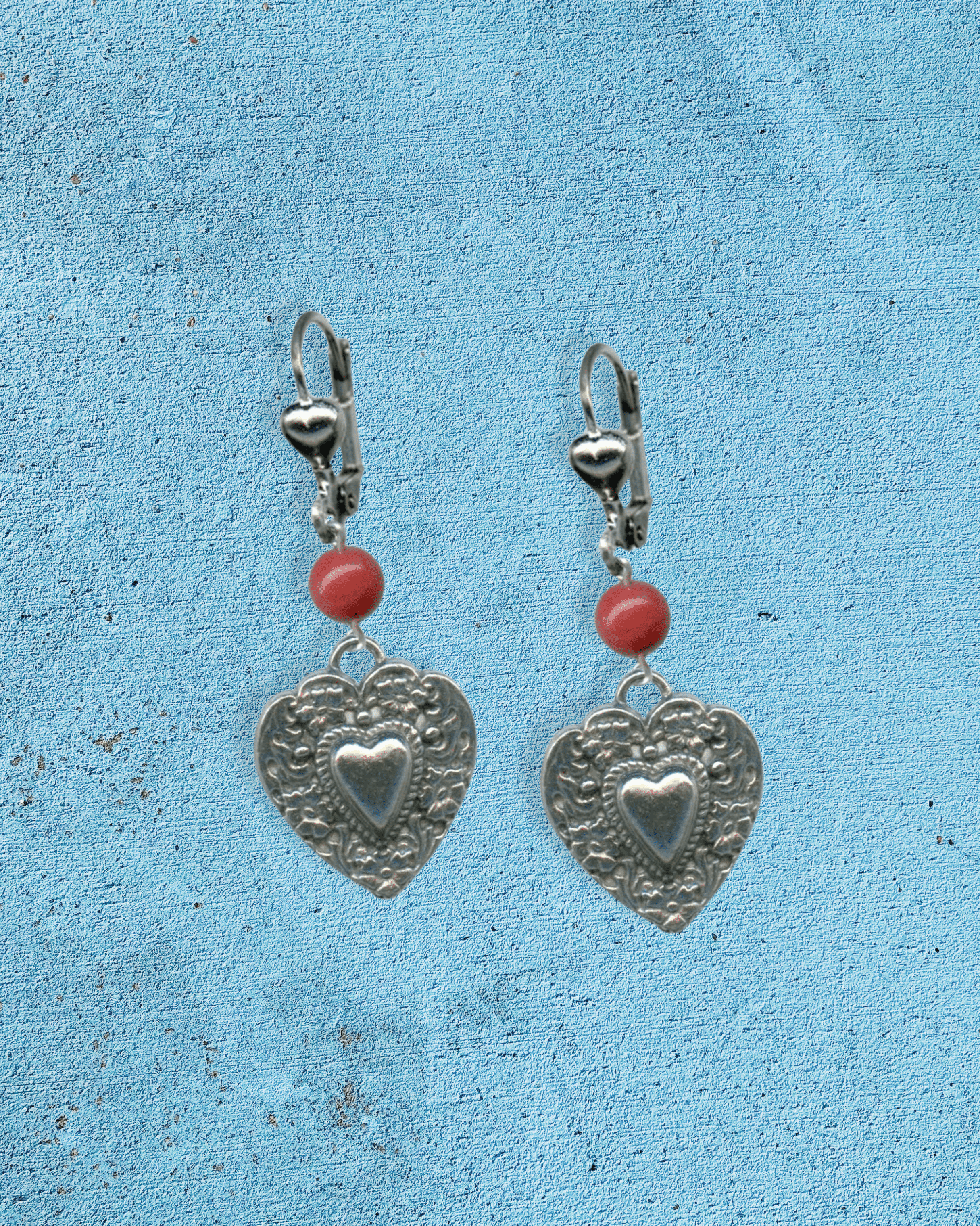 Heart Concho & Red Bead Earrings - Intrigue Ink Visit Bozeman, Unique Shopping Boutique in Montana, Work from Home Clothes for Women