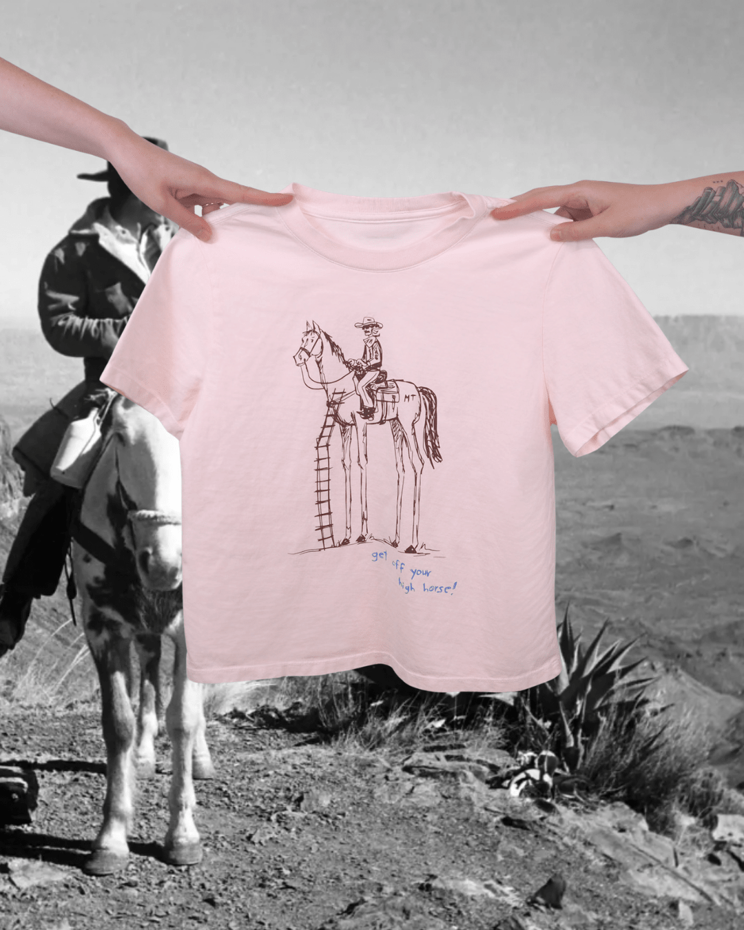 "Get Off Yer High Horse" Favorite Tee - Intrigue Ink Visit Bozeman, Unique Shopping Boutique in Montana, Work from Home Clothes for Women