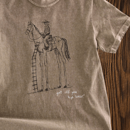"Get Off Yer High Horse" Tee in Espresso - Intrigue Ink Visit Bozeman, Unique Shopping Boutique in Montana, Work from Home Clothes for Women
