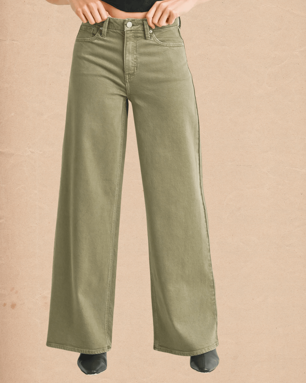 High Rise Palazzo Wide Leg - Vintage Olive - Intrigue Ink Visit Bozeman, Unique Shopping Boutique in Montana, Work from Home Clothes for Women